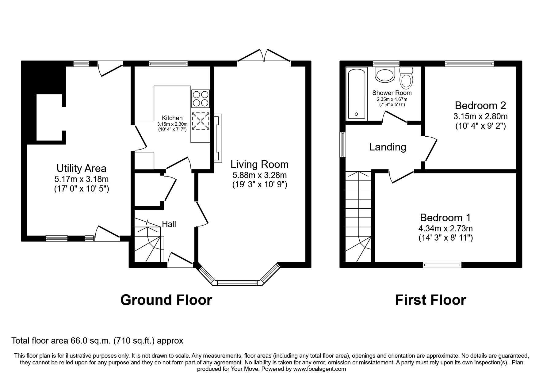 Floorplan of 2 bedroom Semi Detached House for sale, Muncaster Road, Whitehaven, Cumbria, CA28