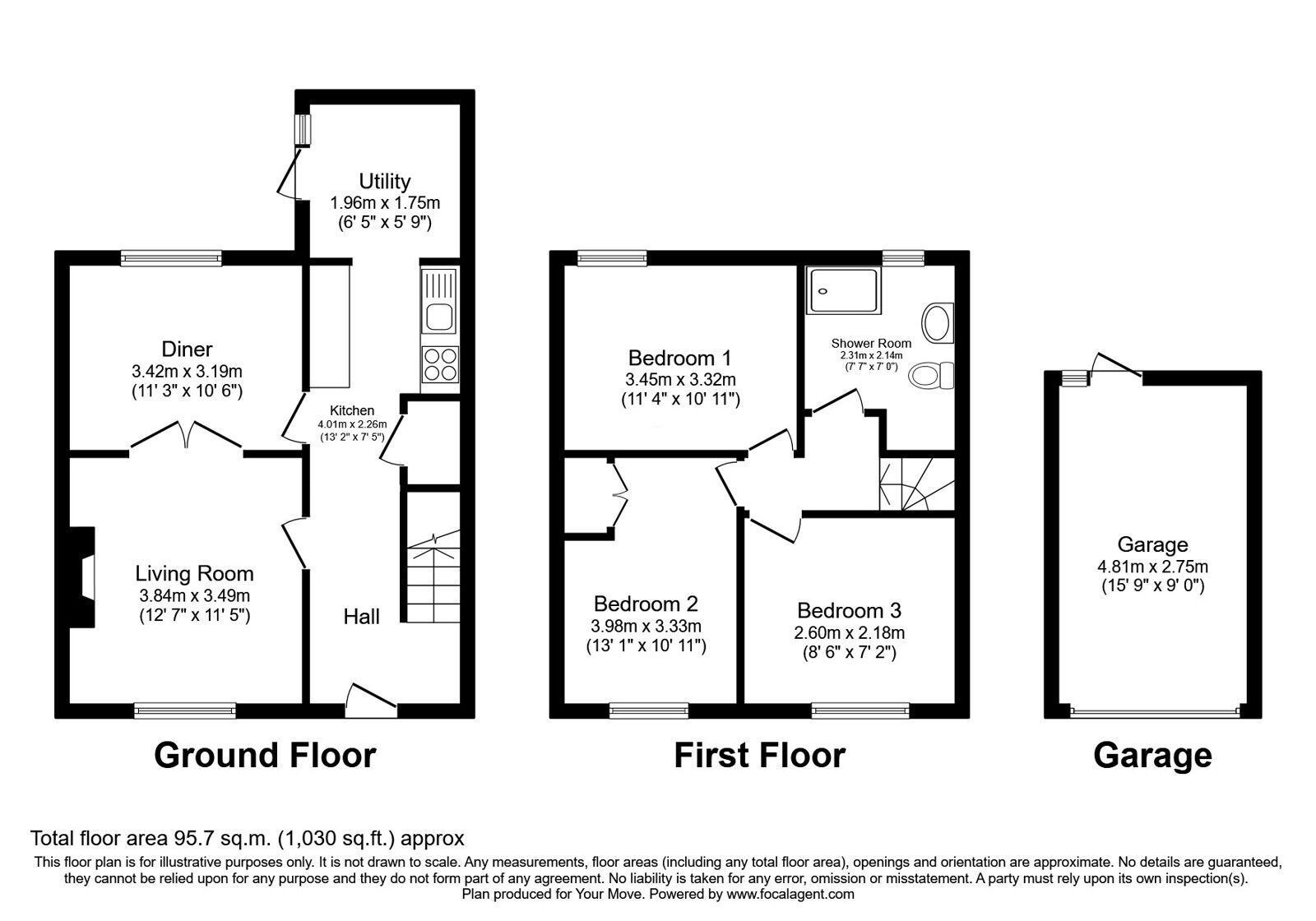 Floorplan of 3 bedroom Semi Detached House for sale, Red Beck Park, Cleator Moor, Cumbria, CA25