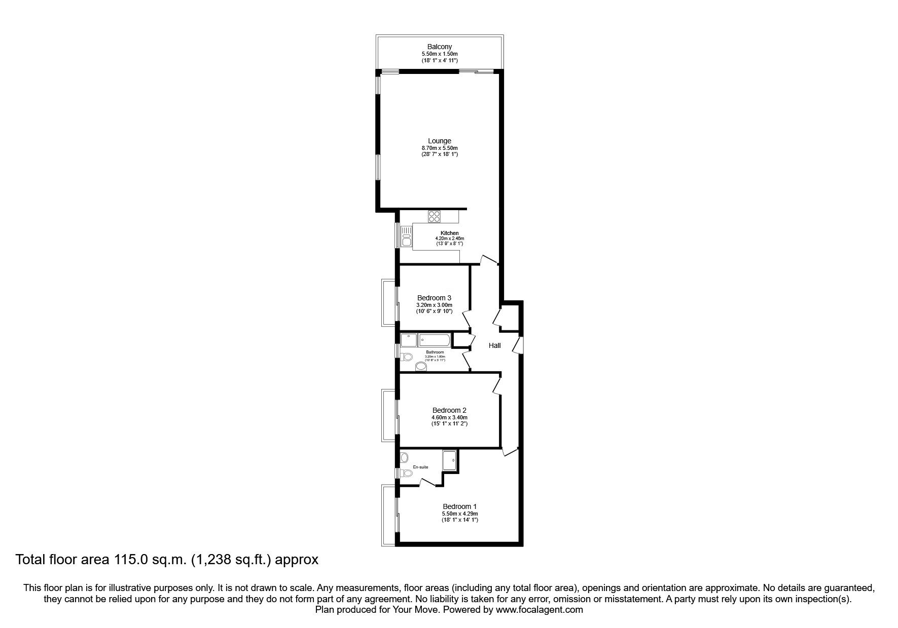 Floorplan of 3 bedroom  Flat for sale, Duke Street, Whitehaven, Cumbria, CA28