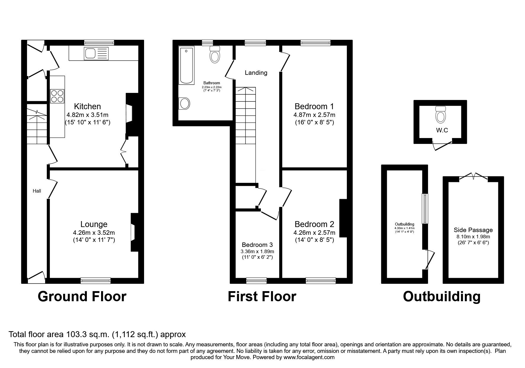 Floorplan of 3 bedroom Mid Terrace House for sale, Main Street, Distington, Cumbria, CA14