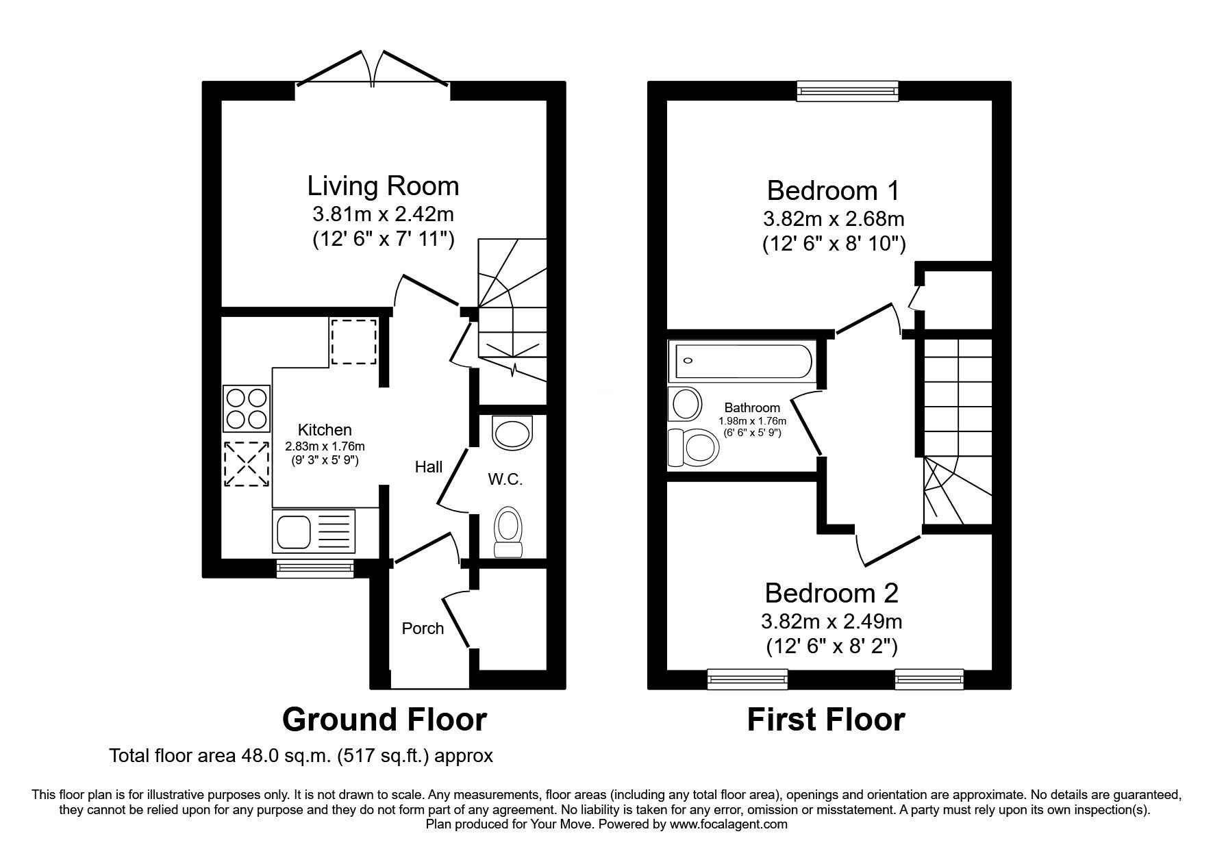 Floorplan of 2 bedroom Mid Terrace House for sale, Winston Terrace, Moresby Parks, Cumbria, CA28