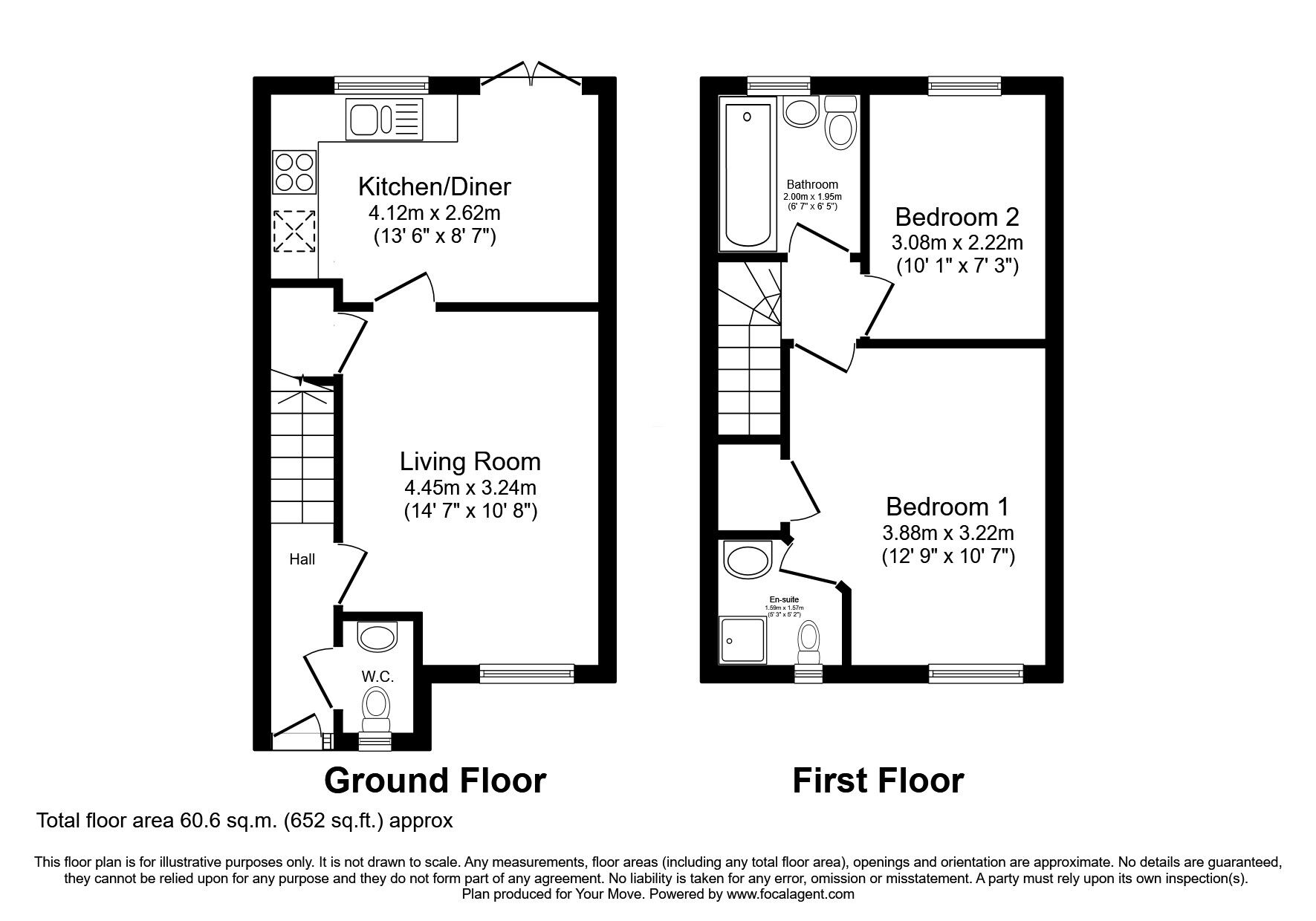 Floorplan of 2 bedroom Mid Terrace House for sale, Railbank Drive, Workington, Cumbria, CA14