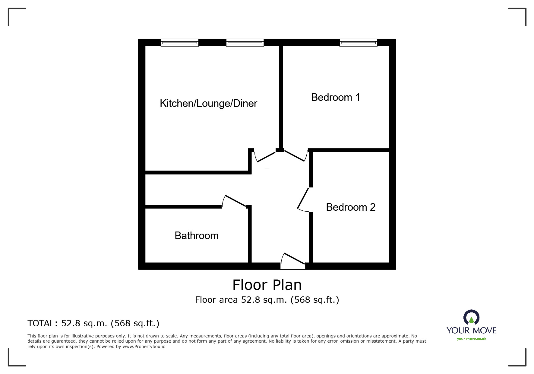 Floorplan of 2 bedroom  Flat for sale, Acton Court, Whitehaven, Cumbria, CA28