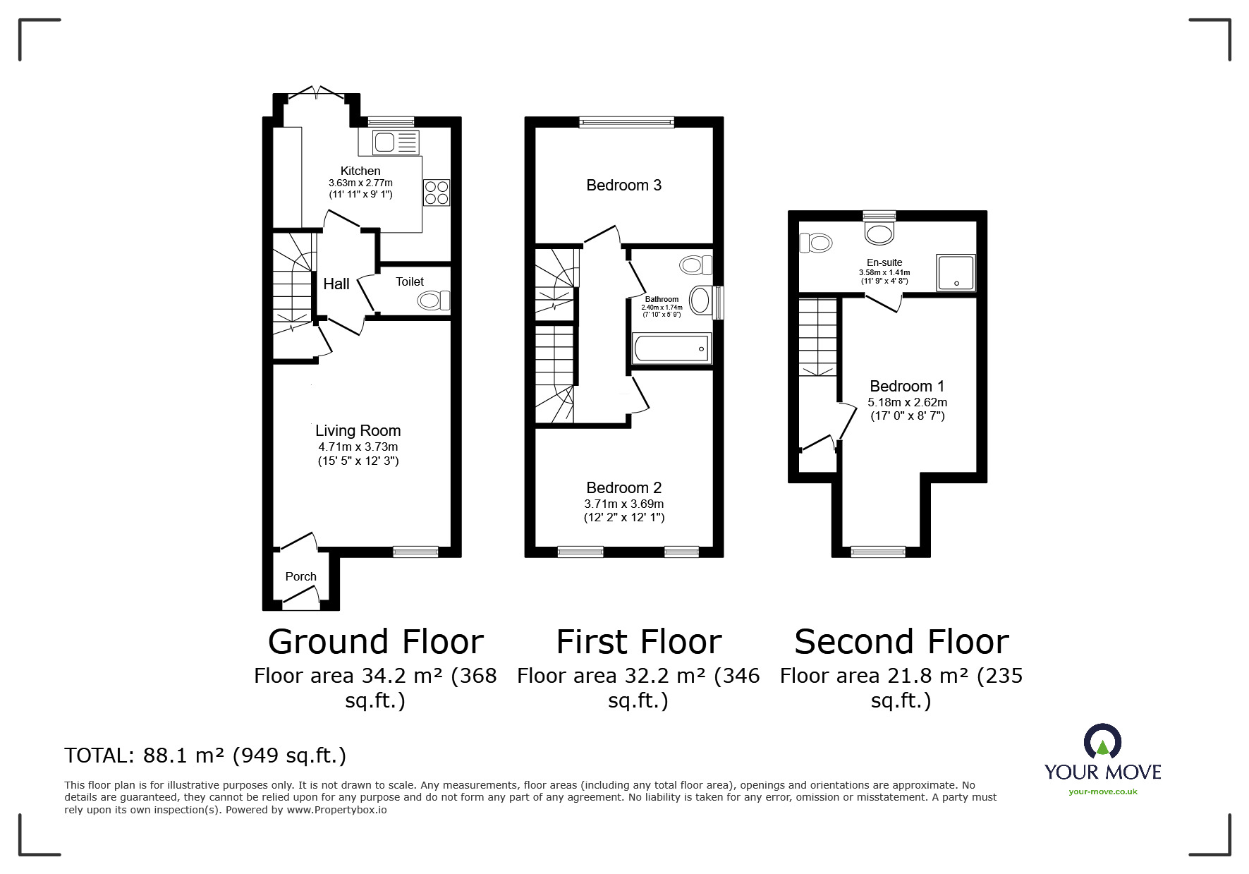 Floorplan of 3 bedroom Semi Detached House for sale, Kirkstone Close, Workington, Cumbria, CA14
