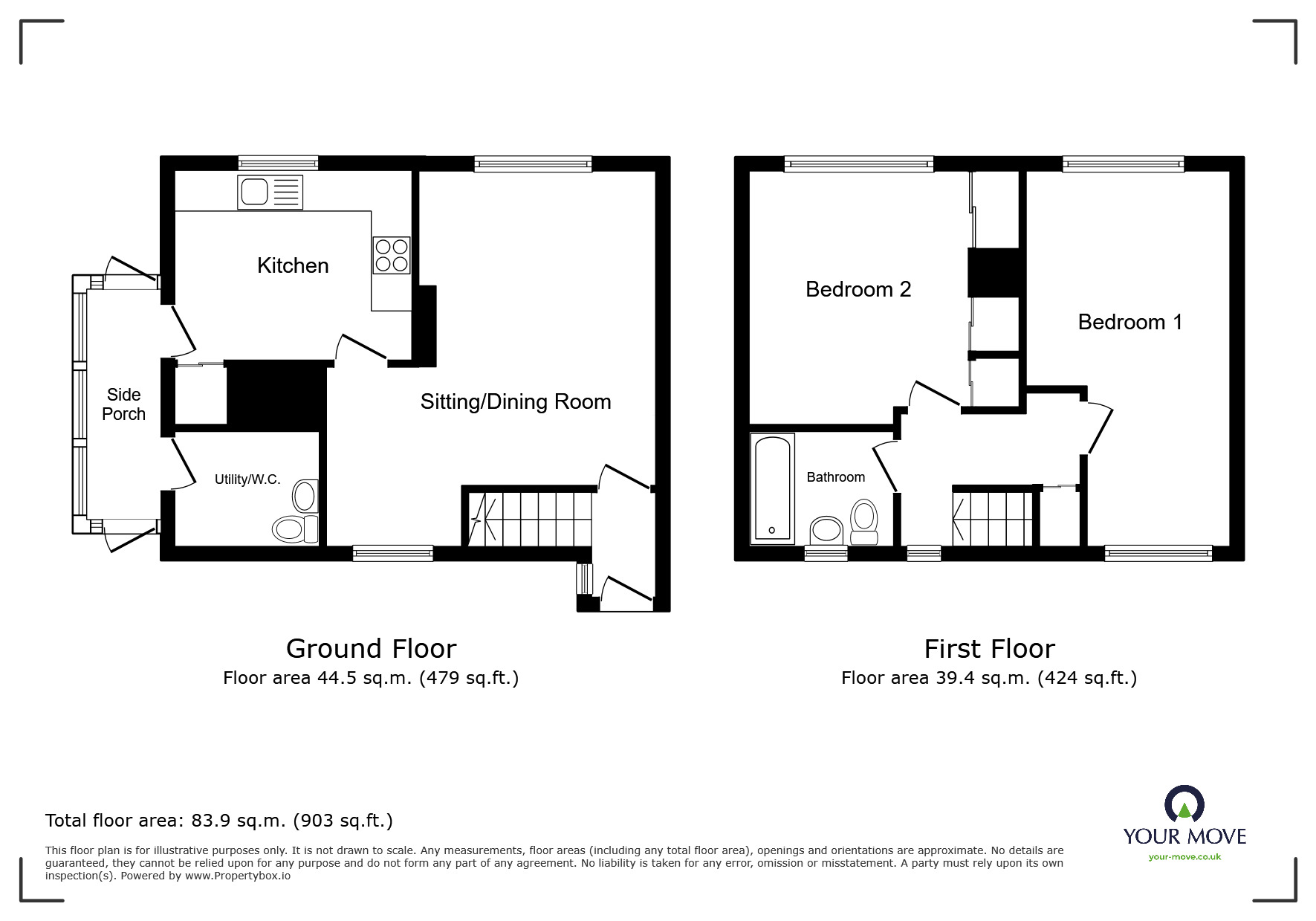Floorplan of 2 bedroom Semi Detached House to rent, Ashness Close, Whitehaven, Cumbria, CA28