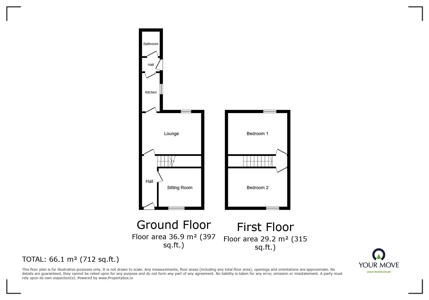 Floorplan of 2 bedroom Mid Terrace House to rent, Harrington Road, Workington, Cumbria, CA14