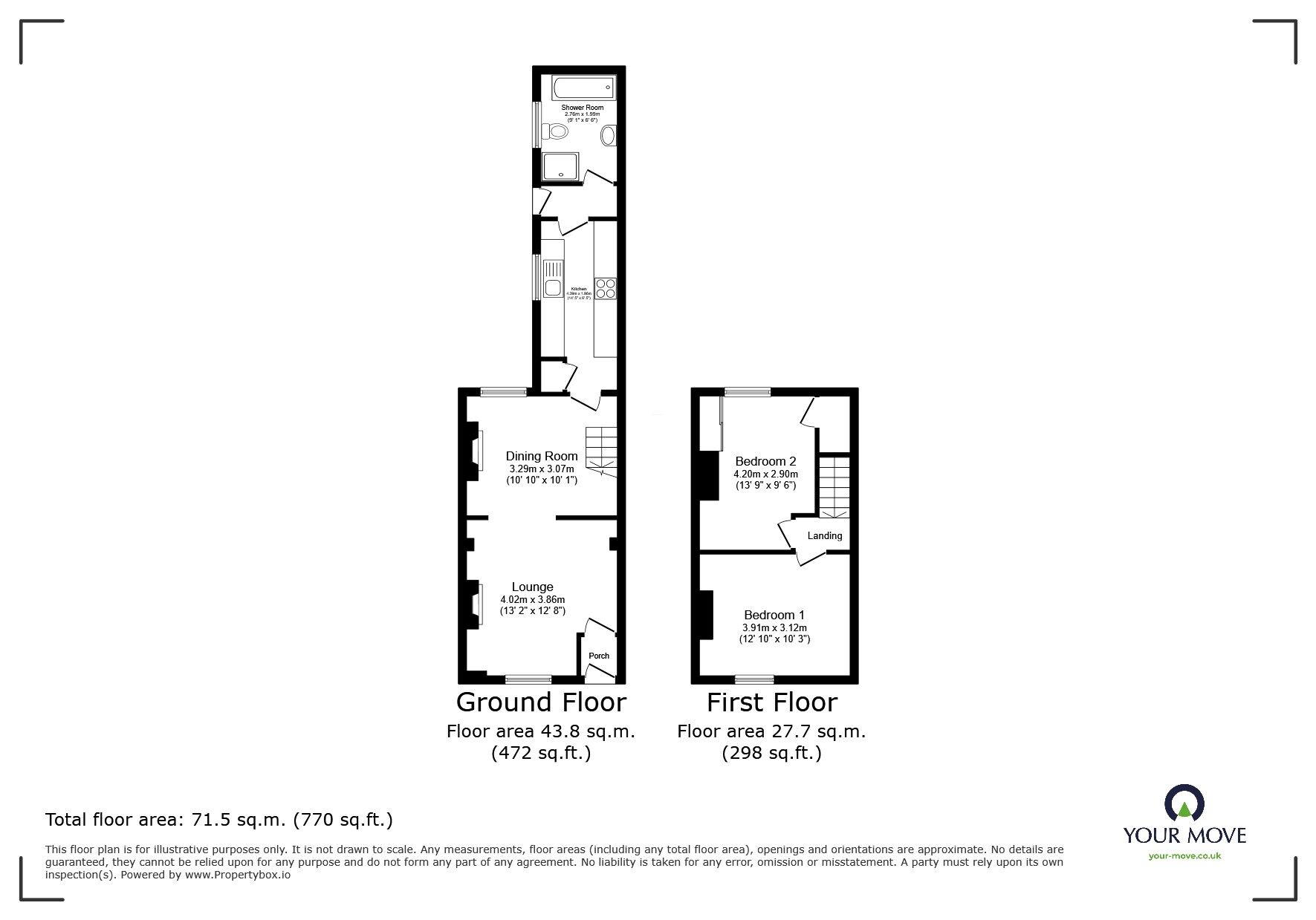 Floorplan of 2 bedroom Mid Terrace House to rent, Moss Bay Road, Workington, Cumbria, CA14