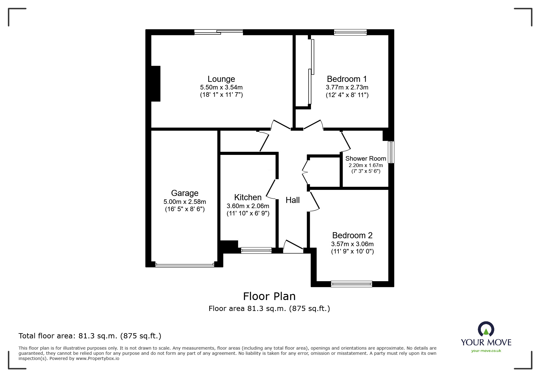 Floorplan of 2 bedroom Semi Detached Bungalow for sale, Newlands Park, Workington, Cumbria, CA14