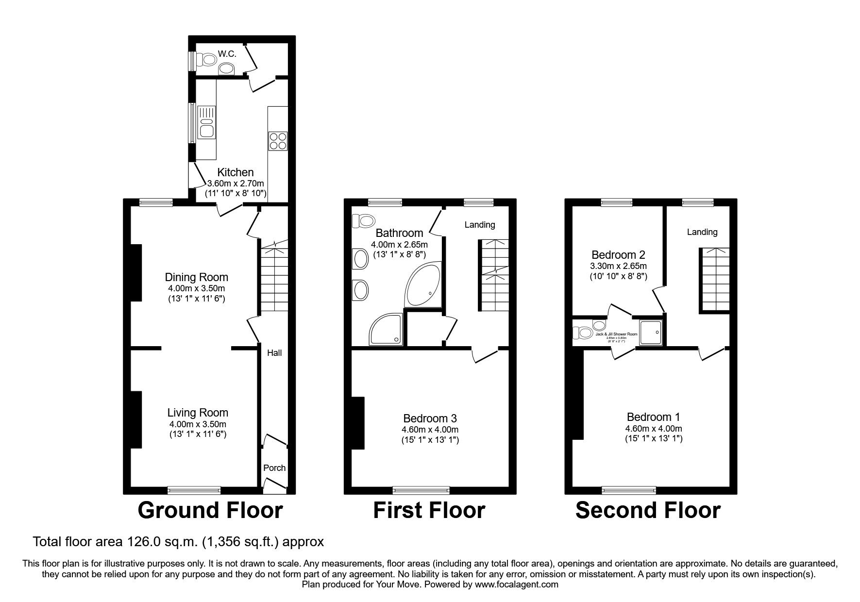 Floorplan of 3 bedroom Mid Terrace House for sale, Harrington Road, Workington, Cumbria, CA14