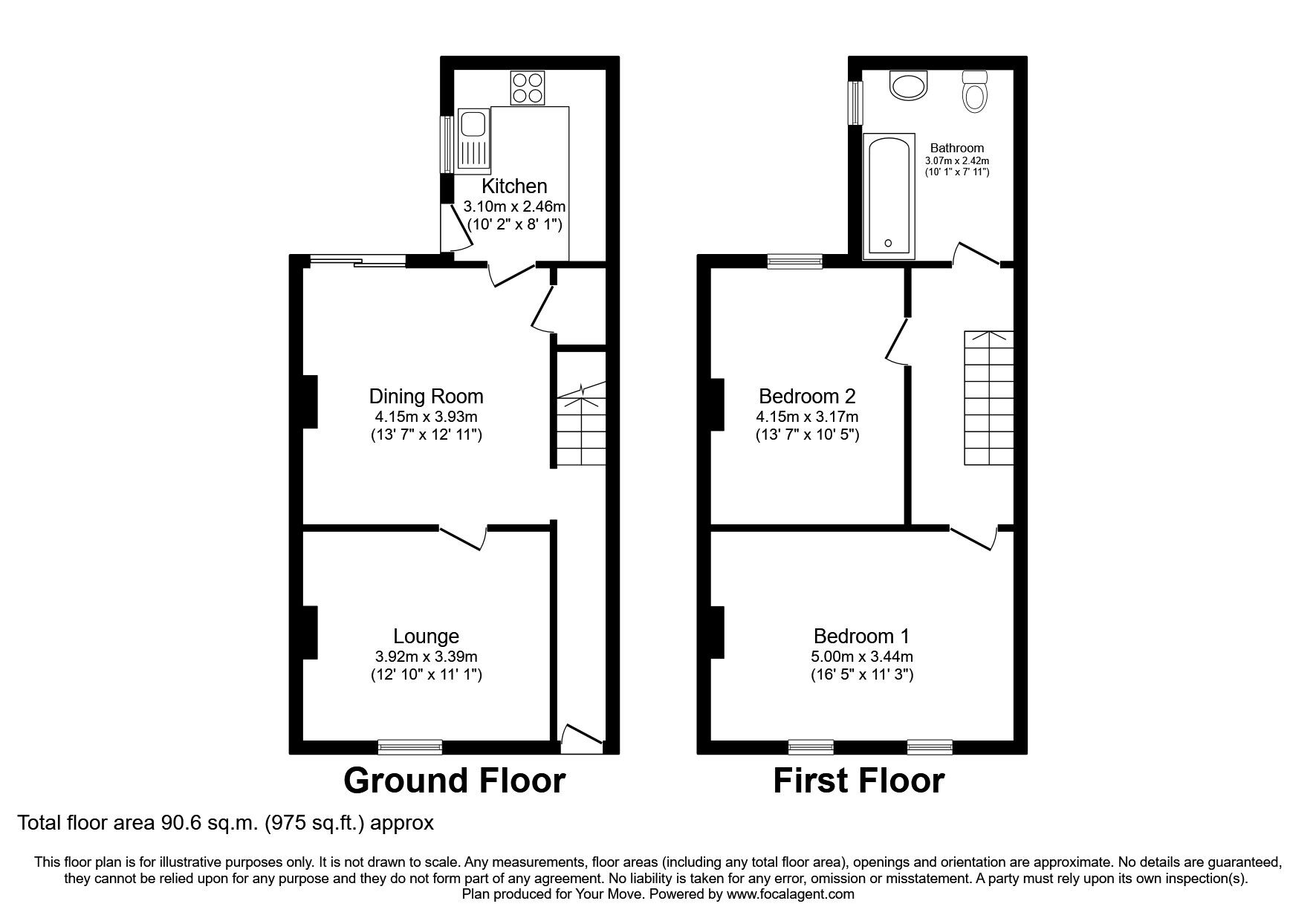 Floorplan of 2 bedroom Mid Terrace House for sale, Main Street, Frizington, Cumbria, CA26