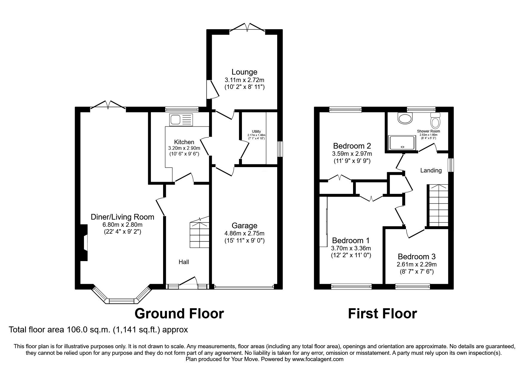 Floorplan of 3 bedroom Semi Detached House for sale, The Crest, Whitehaven, Cumbria, CA28