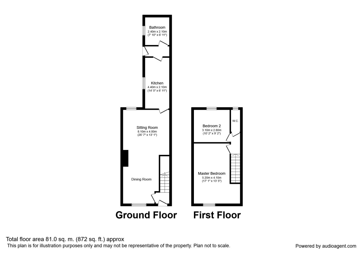 Floorplan of 2 bedroom Mid Terrace House for sale, Cumberland Street, Workington, Cumbria, CA14