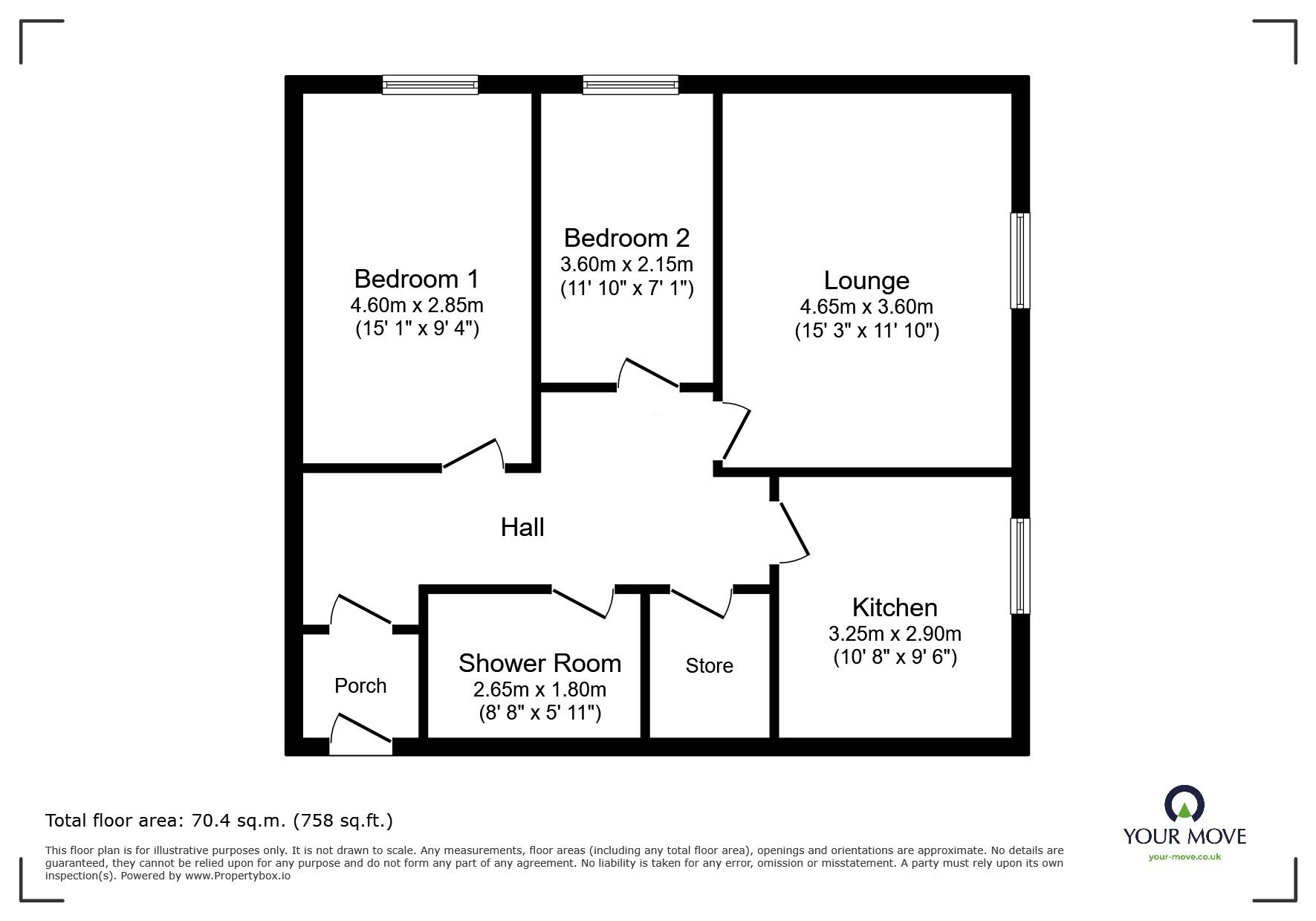 Floorplan of 2 bedroom  Flat for sale, Derwent Court, Cockermouth, Cumbria, CA13