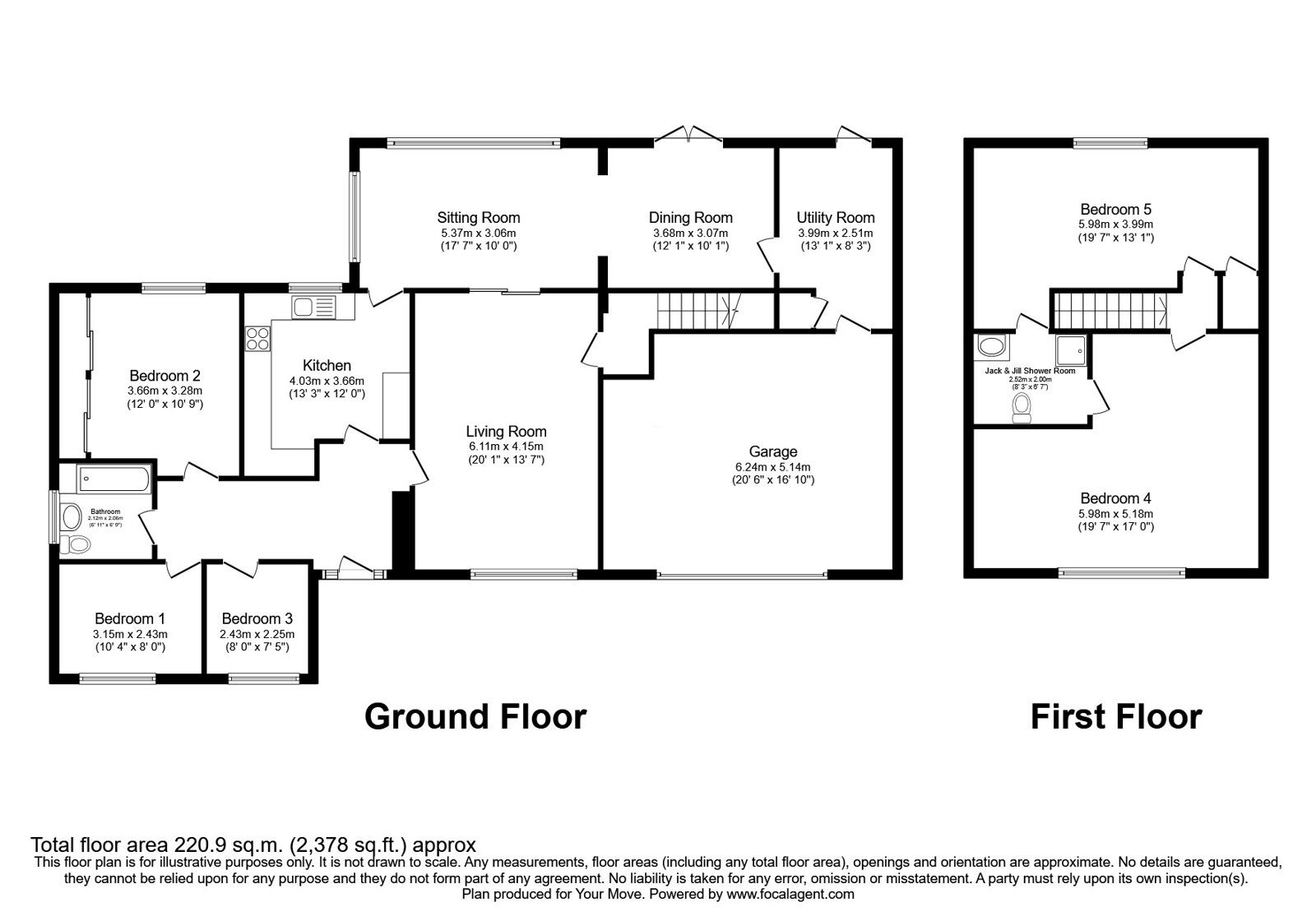 Floorplan of 5 bedroom Detached House for sale, West Lane, Flimby, Cumbria, CA15