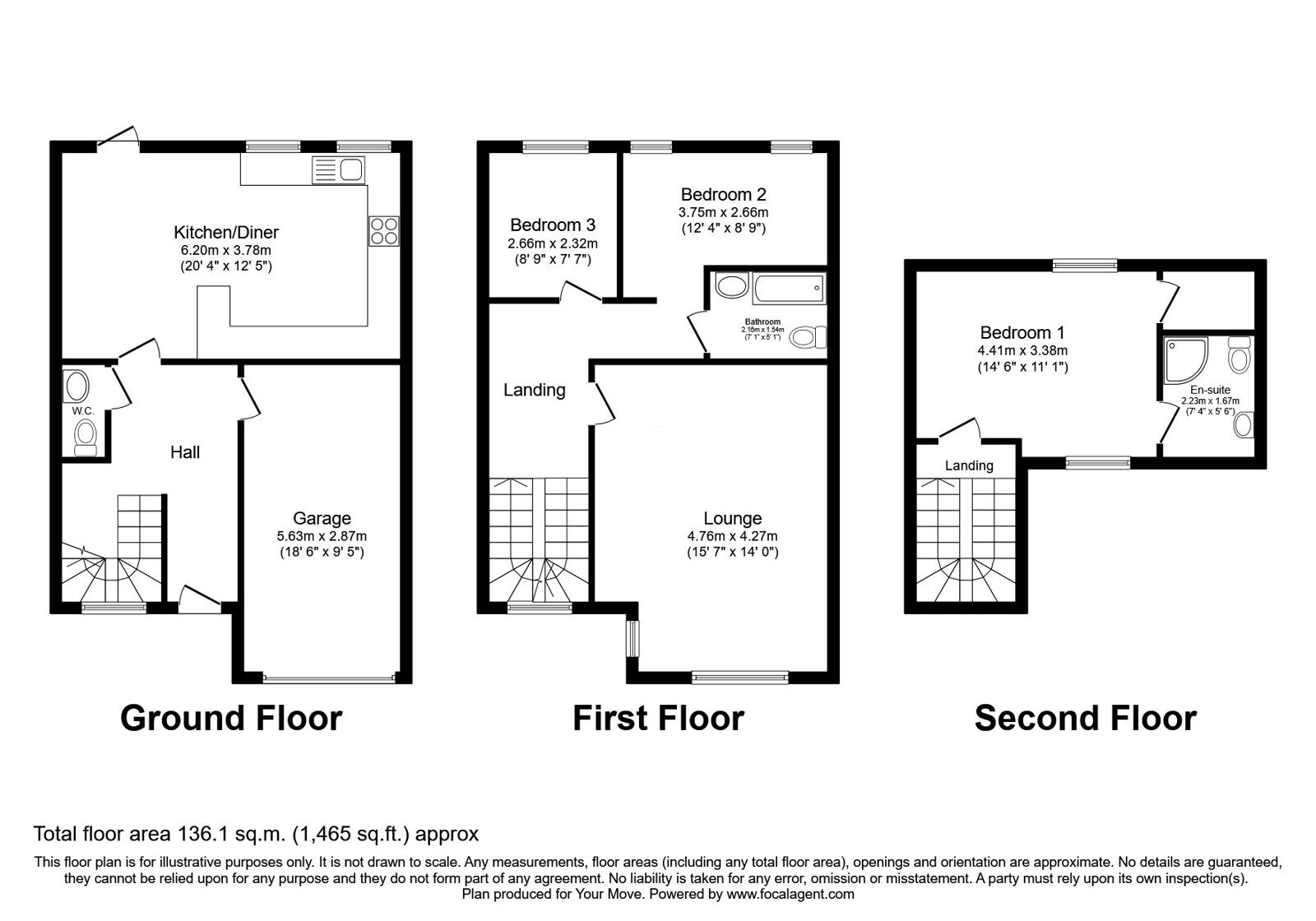 Floorplan of 3 bedroom Mid Terrace House for sale, Millers Walk, Cleator, Cumbria, CA23