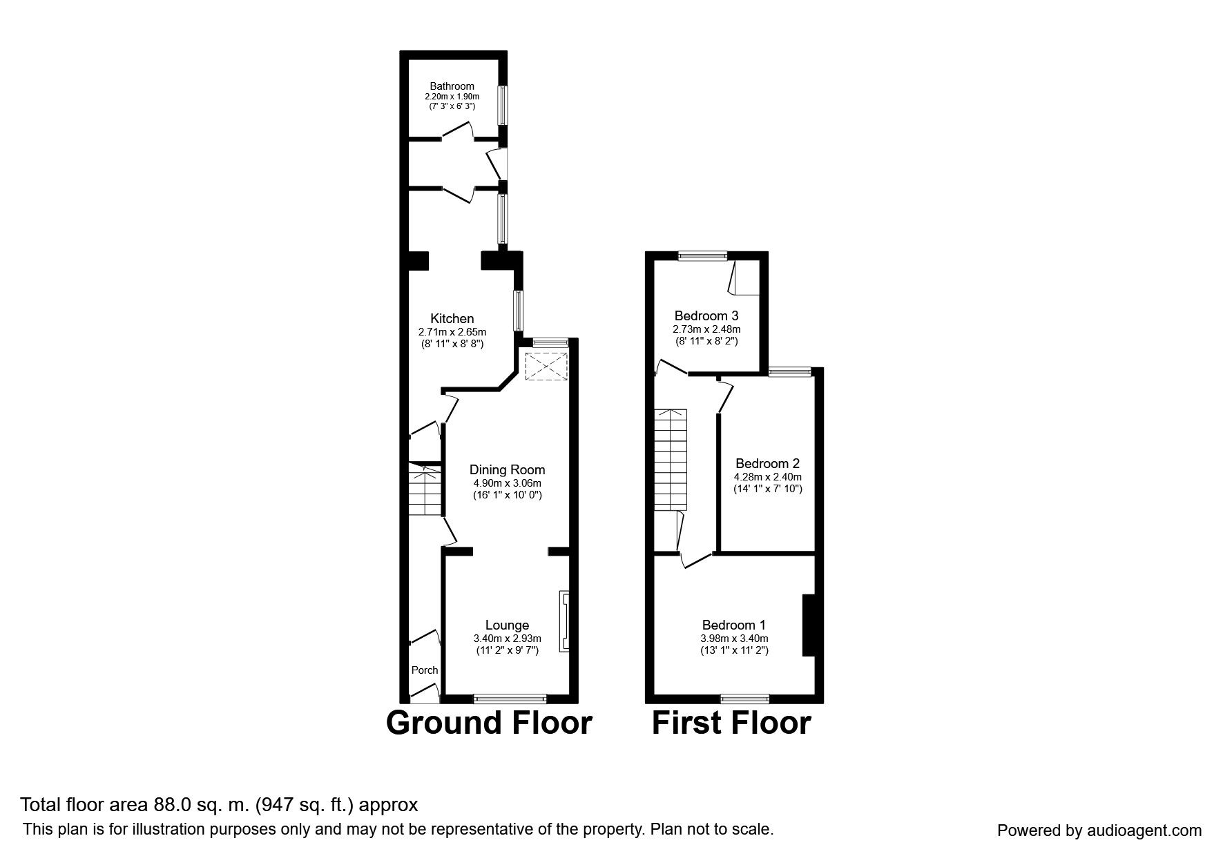 Floorplan of 3 bedroom Mid Terrace House for sale, Brayton Street, Workington, Cumbria, CA14