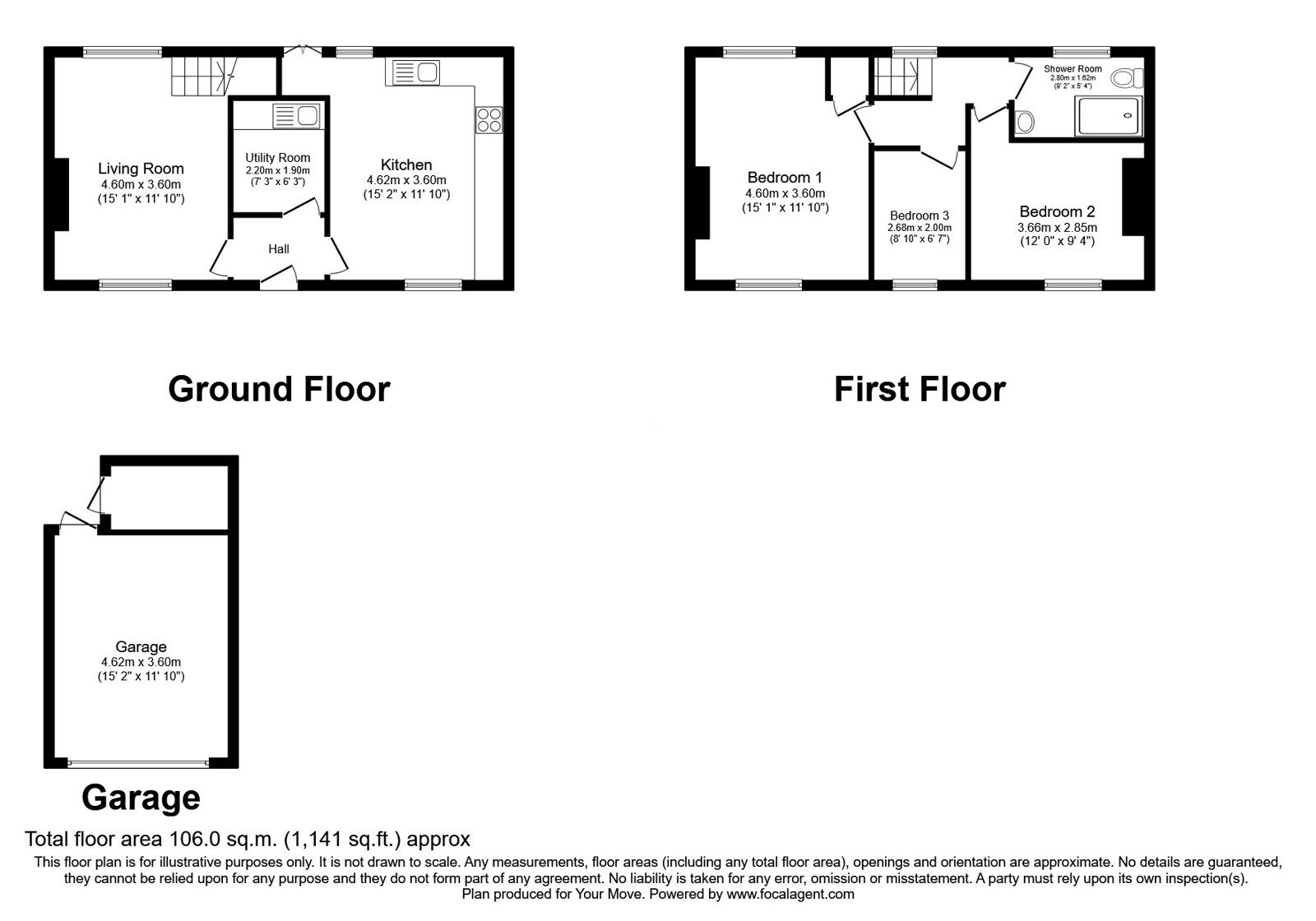 Floorplan of 3 bedroom Mid Terrace House for sale, Wyndham Row, Broughton Moor, Cumbria, CA15