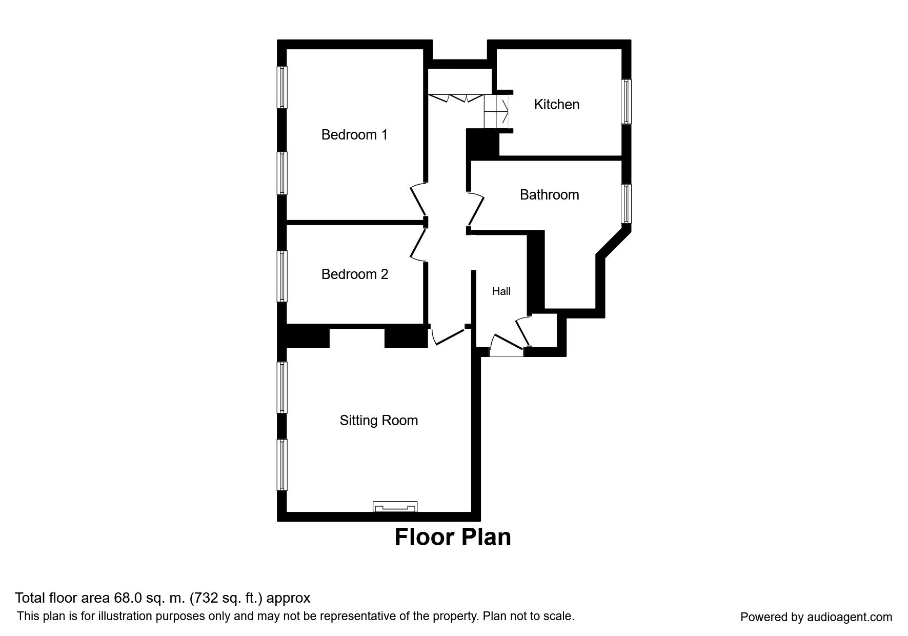 Floorplan of 2 bedroom  Flat to rent, Scotch Street, Whitehaven, Cumbria, CA28