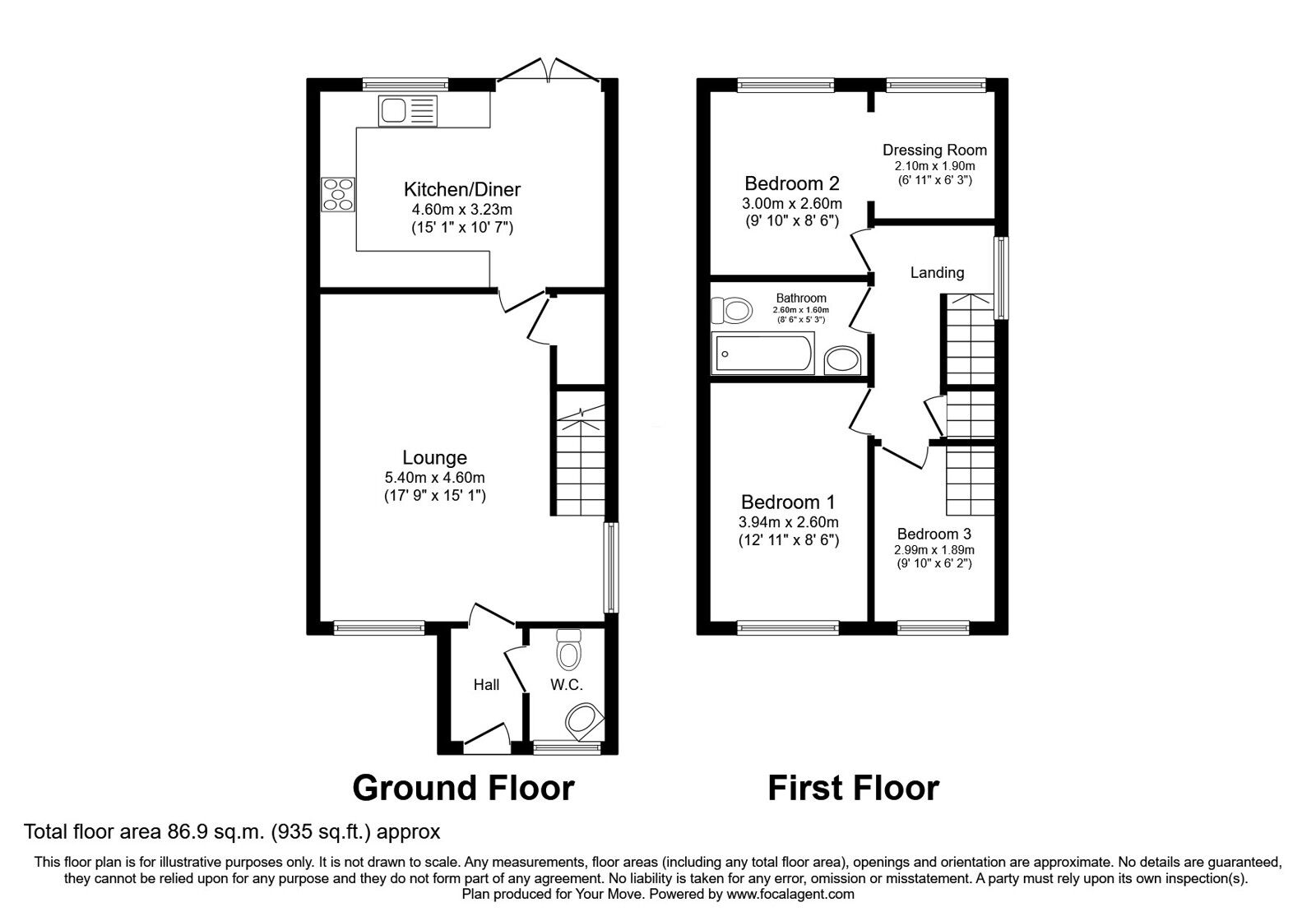 Floorplan of 3 bedroom End Terrace House for sale, Farmers Way, Flimby, Cumbria, CA15