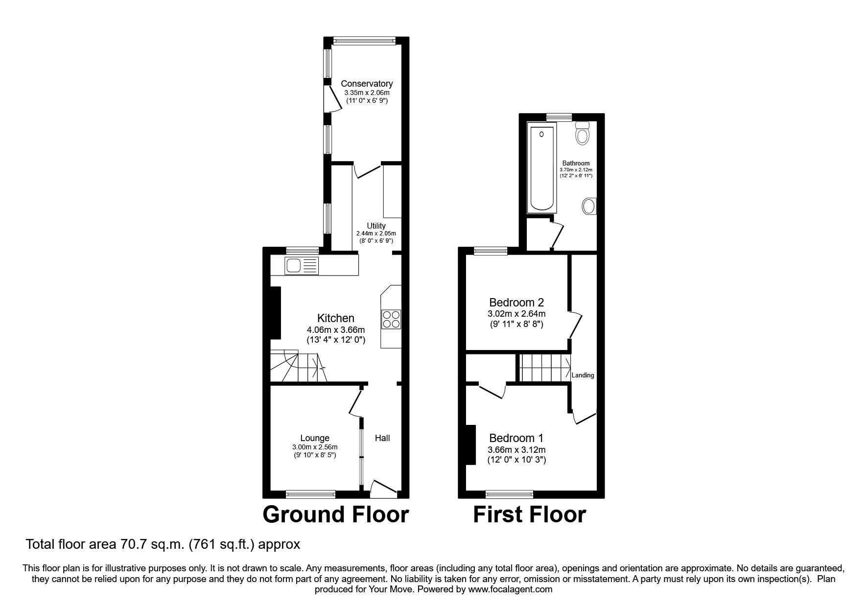Floorplan of 2 bedroom Mid Terrace House to rent, Arlecdon Road, Arlecdon, Cumbria, CA26