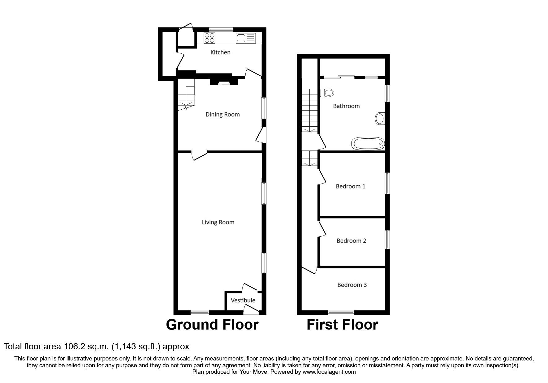 Floorplan of 3 bedroom End Terrace House for sale, High Street, Wigton, Cumbria, CA7