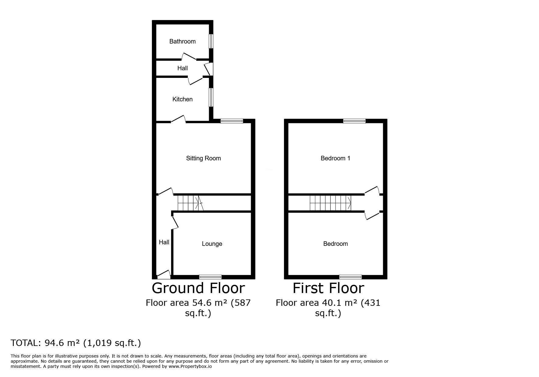 Floorplan of 2 bedroom Mid Terrace House for sale, Moss Bay Road, Workington, Cumbria, CA14