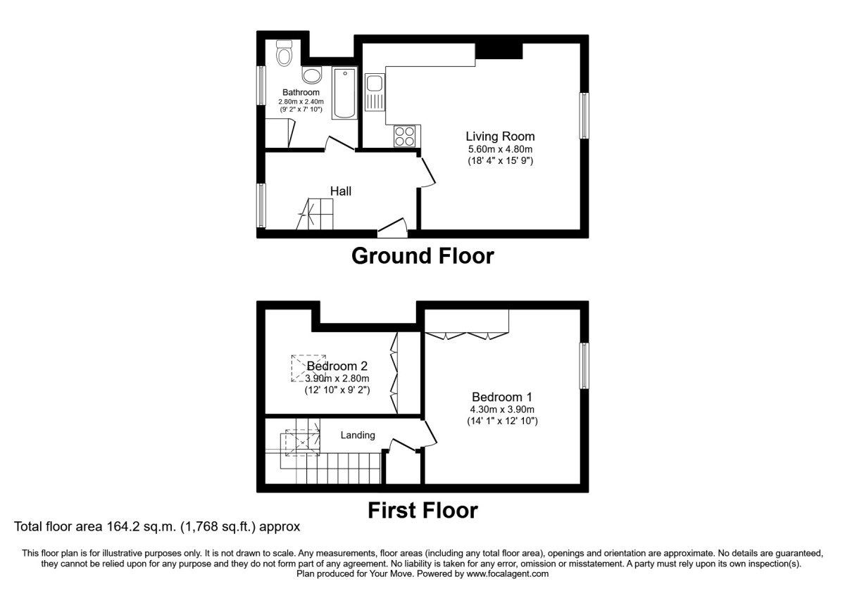 Floorplan of 2 bedroom Mid Terrace Flat to rent, John Street, Workington, Cumbria, CA14