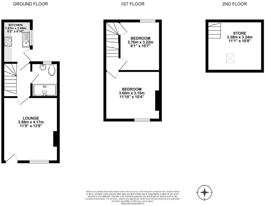 Floorplan of 2 bedroom Mid Terrace House to rent, Kiln Brow, Cleator, Cumbria, CA23