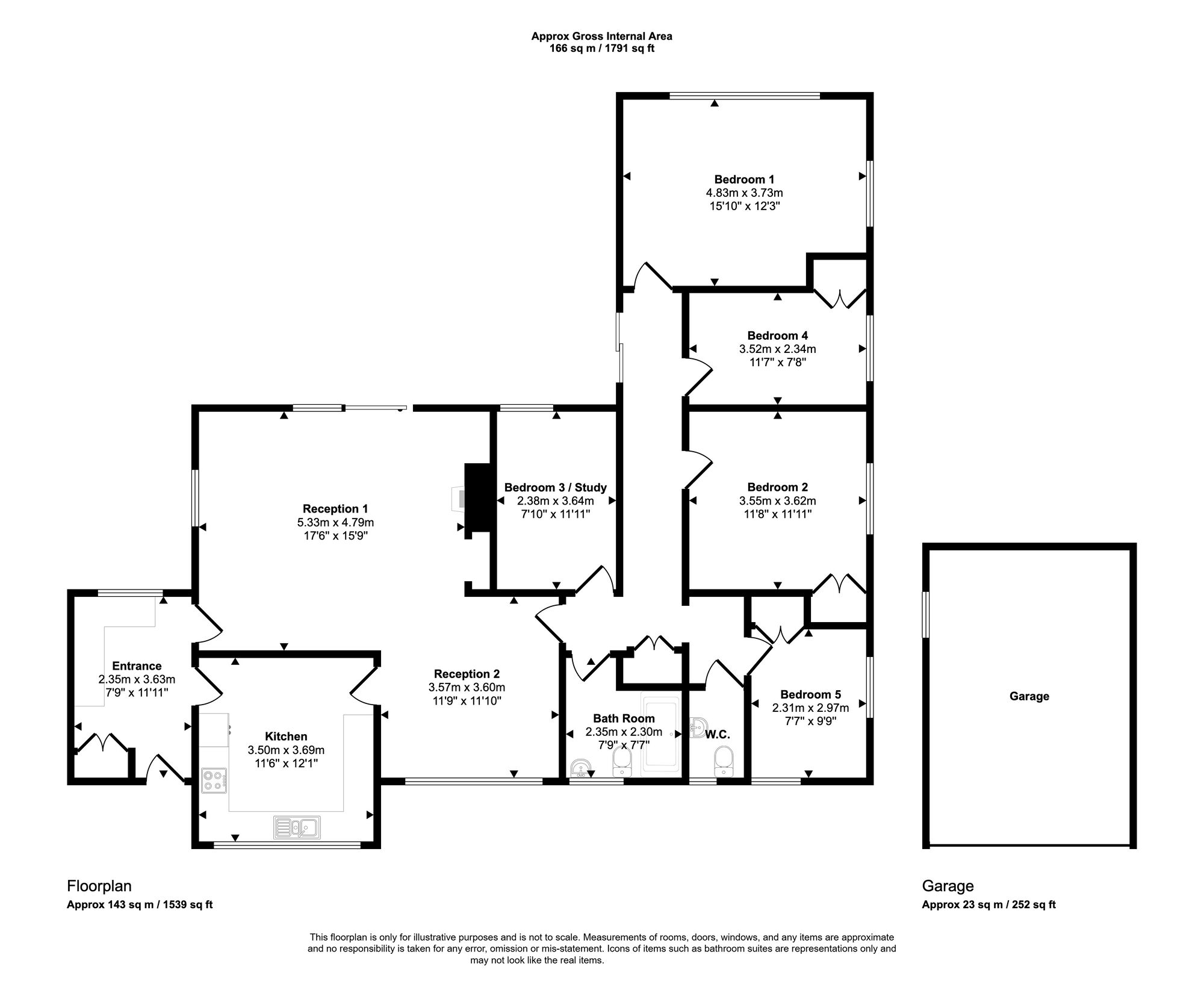 Floorplan of 5 bedroom Detached Bungalow for sale, Drigg Road, Holmrook, Cumbria, CA19