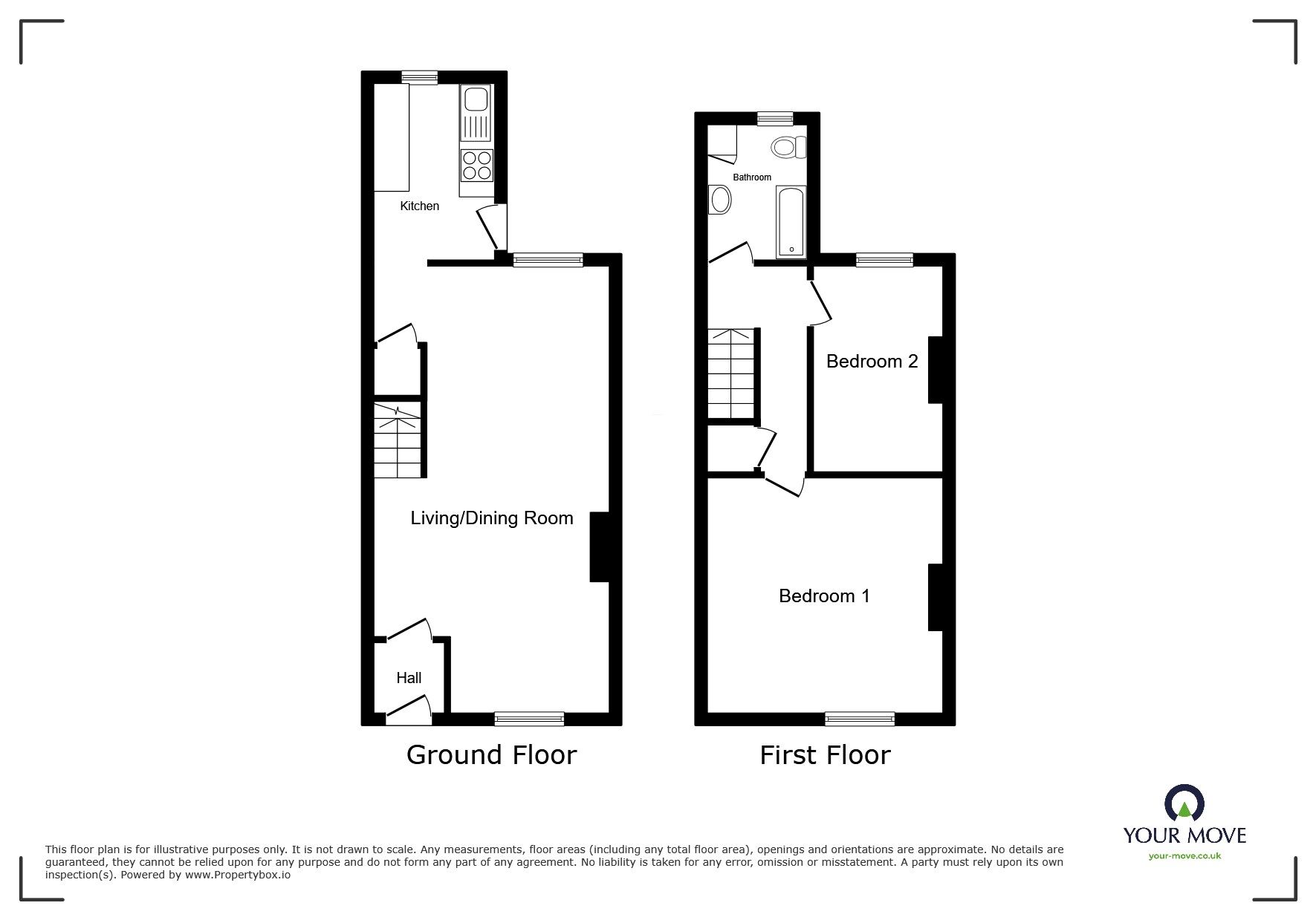 Floorplan of 2 bedroom Mid Terrace House for sale, Ladypit Terrace, Whitehaven, Cumbria, CA28