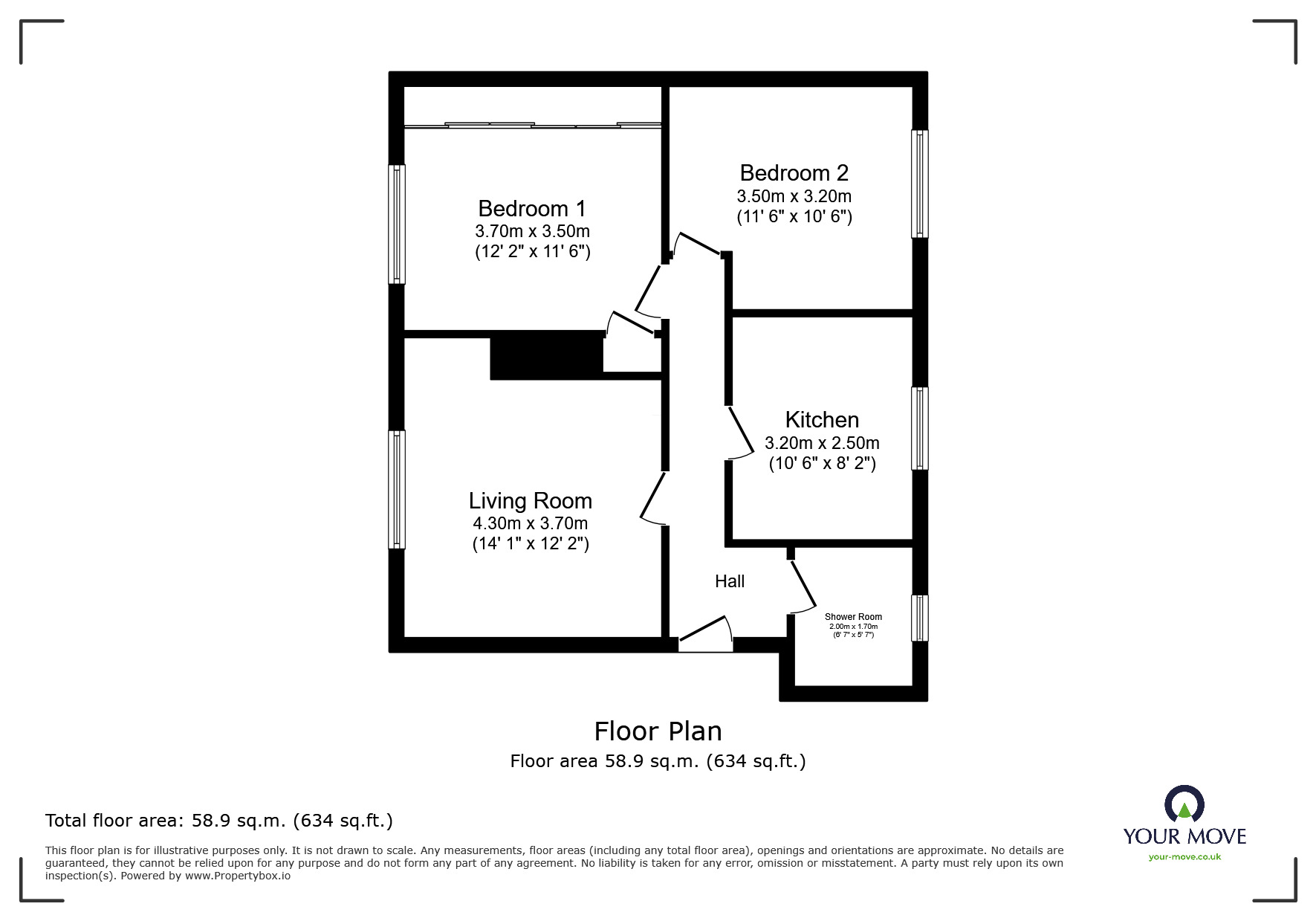Floorplan of 2 bedroom  Flat for sale, Windmill Brow, Whitehaven, Cumbria, CA28