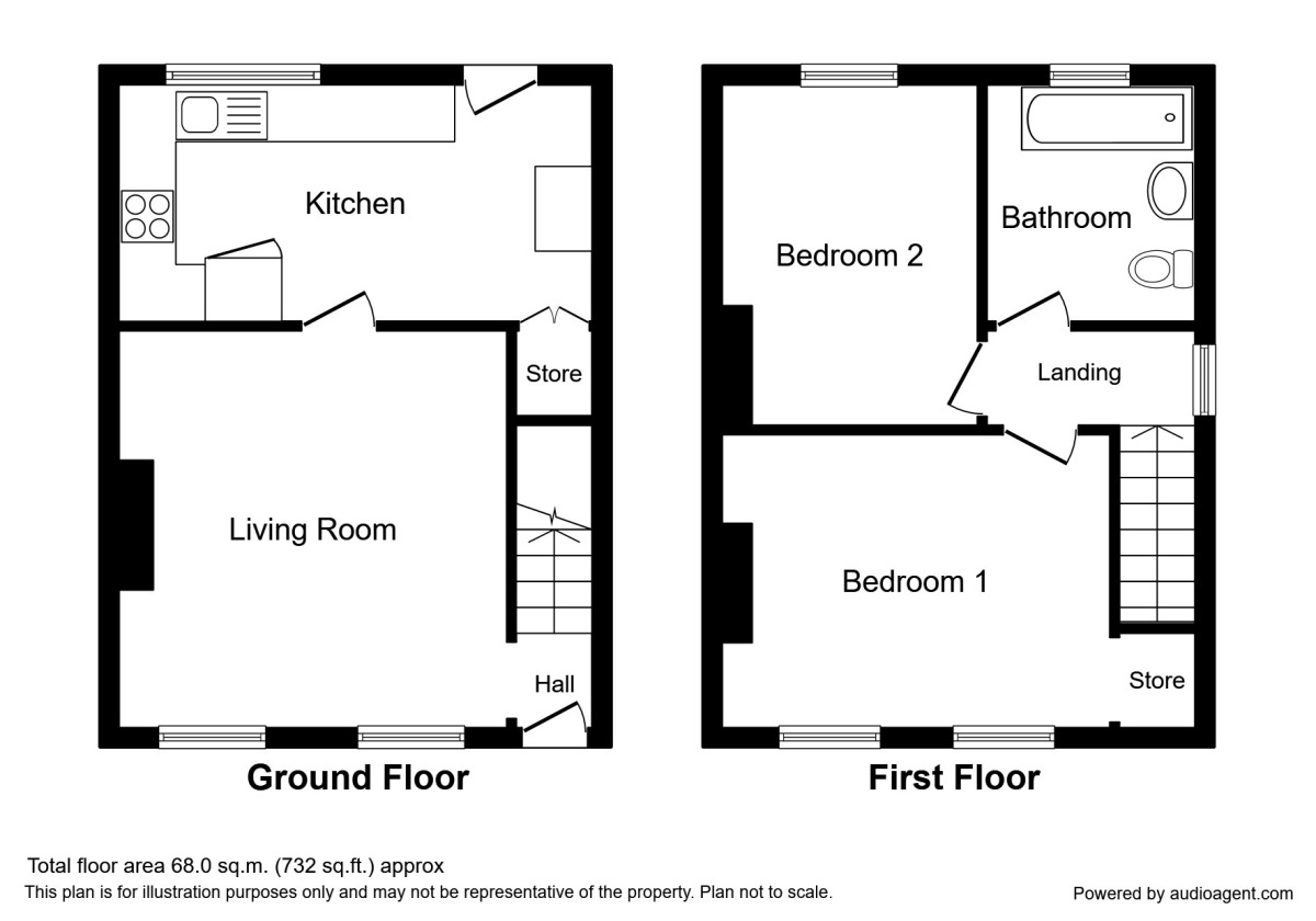 Floorplan of 2 bedroom Semi Detached House to rent, Woodhouse Road, Whitehaven, Cumbria, CA28