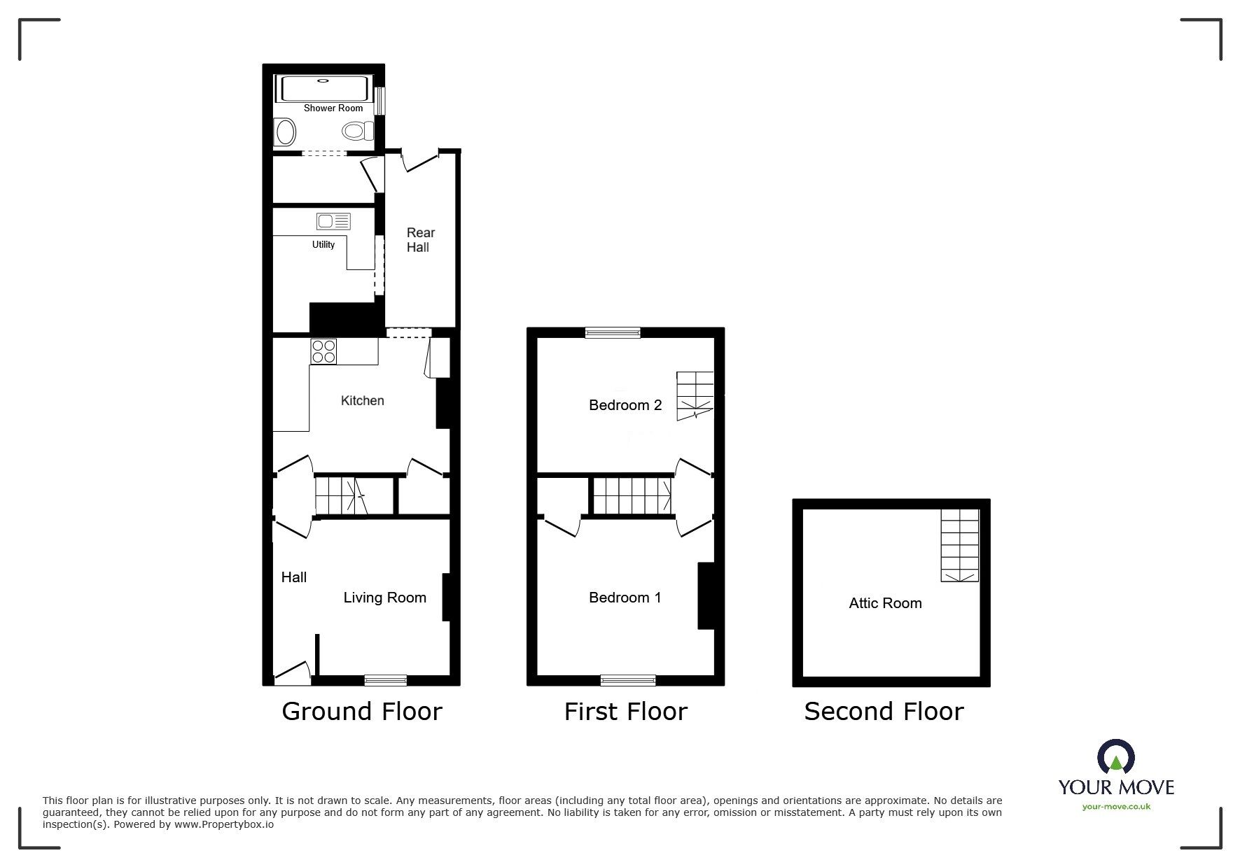 Floorplan of 2 bedroom Mid Terrace House for sale, Ellisons Place, Whitehaven, Cumbria, CA28