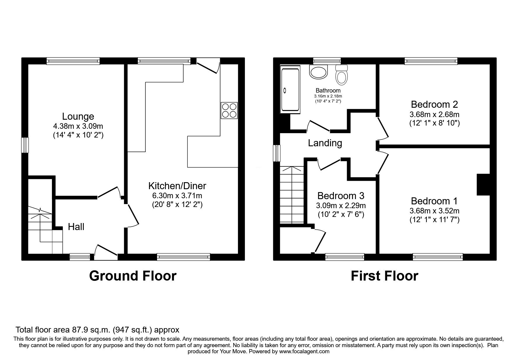 Floorplan of 3 bedroom Semi Detached House for sale, Heatherfields, Broughton Moor, Cumbria, CA15