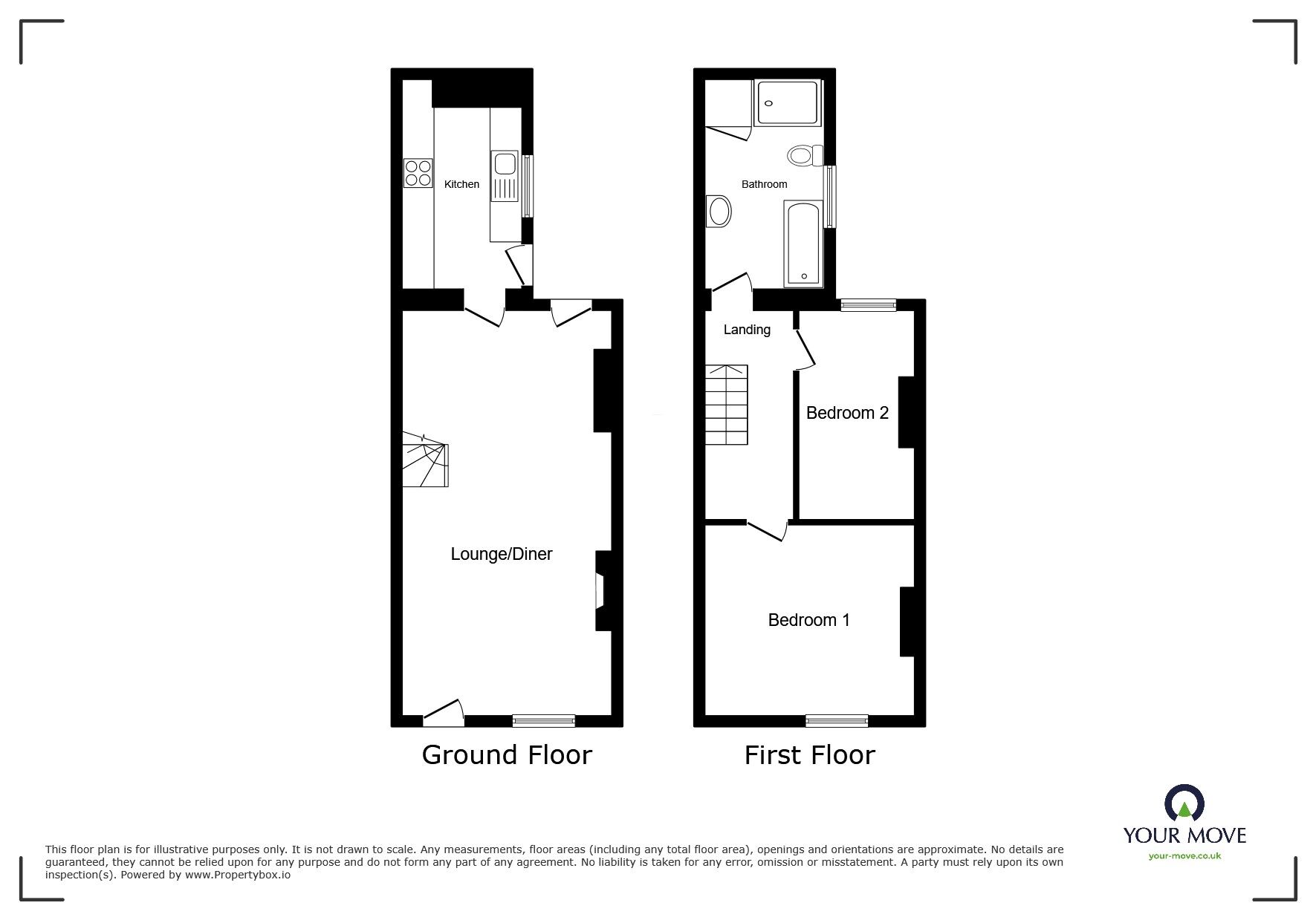 Floorplan of 2 bedroom Mid Terrace House to rent, Bowthorn Road, Cleator Moor, Cumbria, CA25