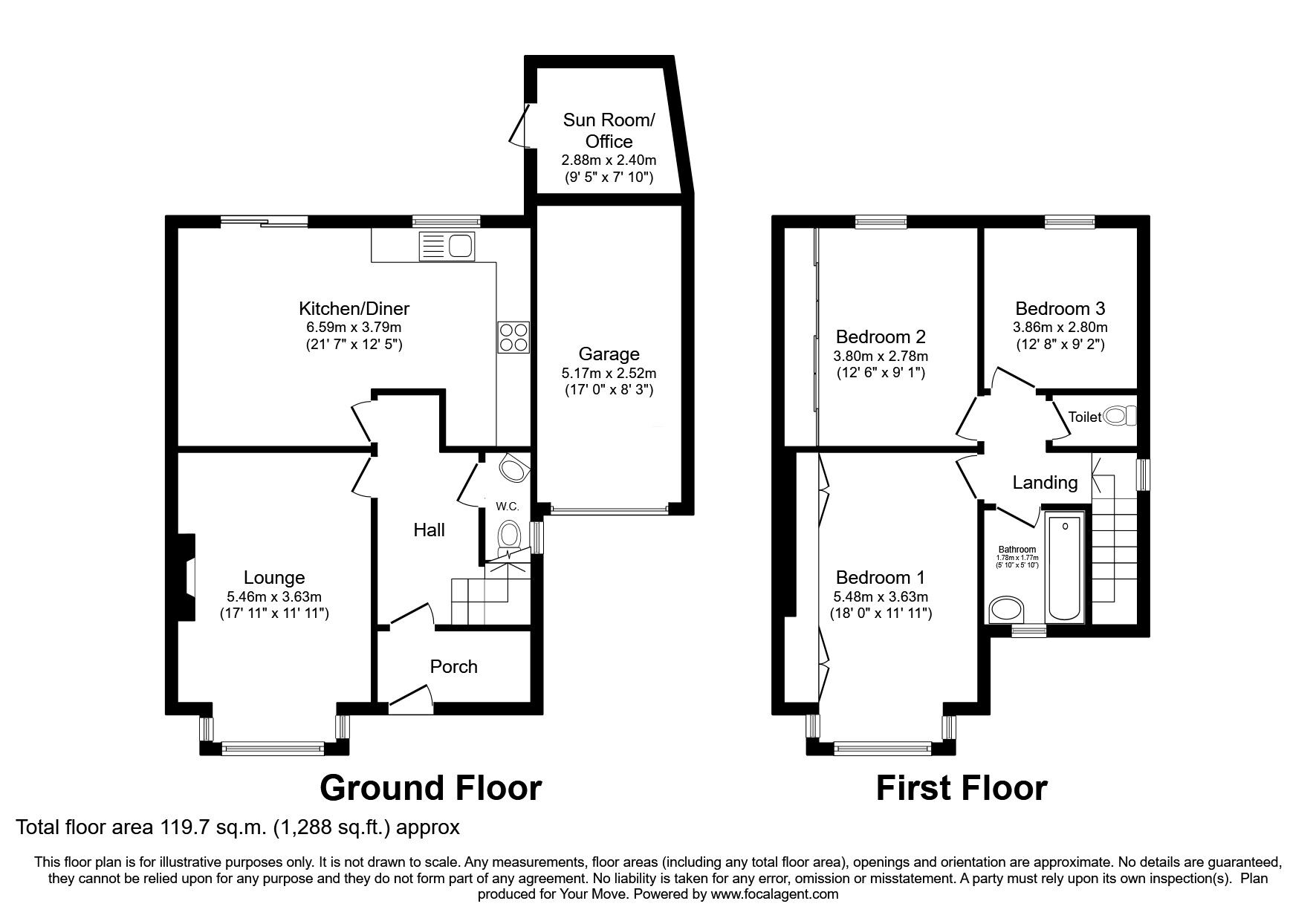 Floorplan of 3 bedroom Semi Detached House for sale, Earls Road, Whitehaven, Cumbria, CA28
