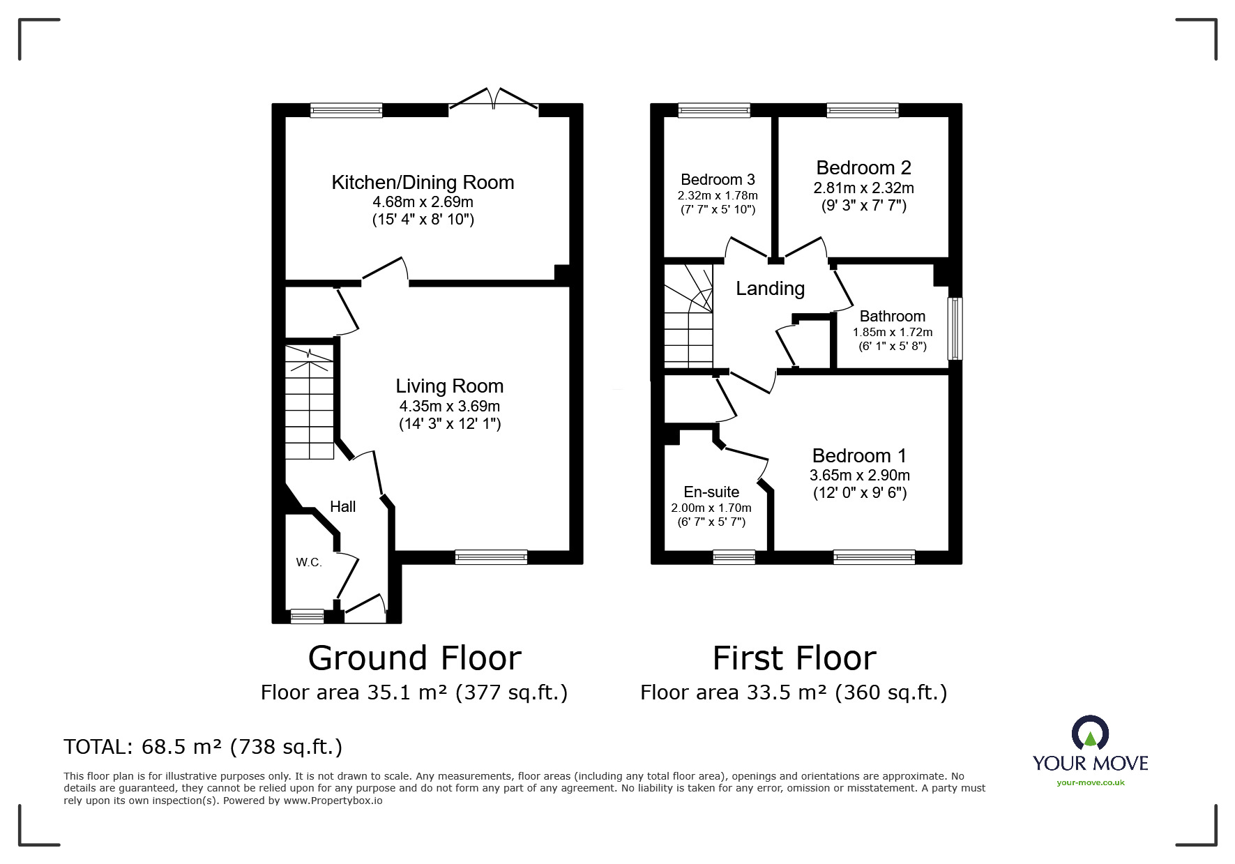 Floorplan of 3 bedroom End Terrace House for sale, Marsh Drive, Workington, Cumbria, CA14