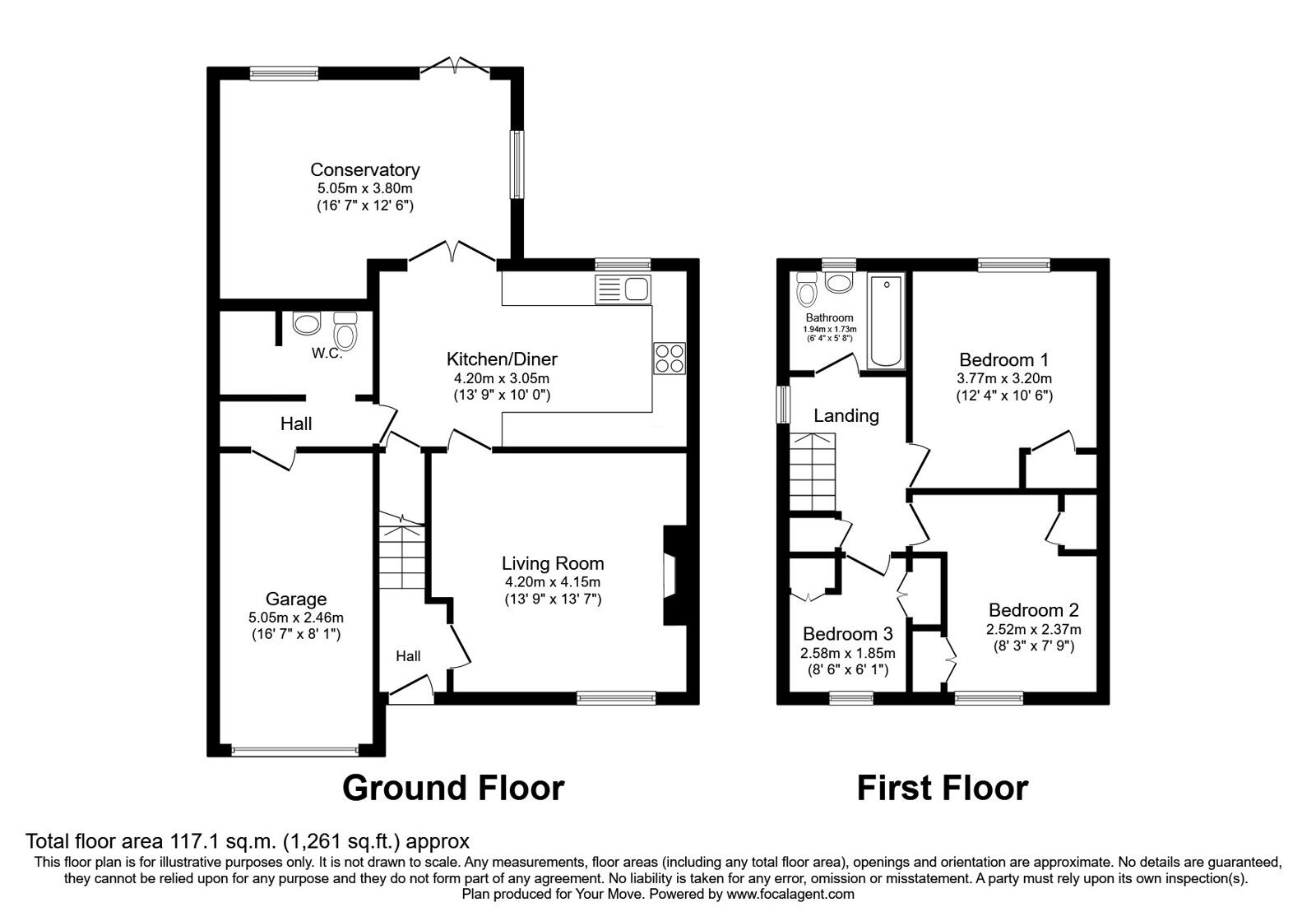 Floorplan of 3 bedroom Semi Detached House for sale, Meadow Close, Gosforth, Cumbria, CA20