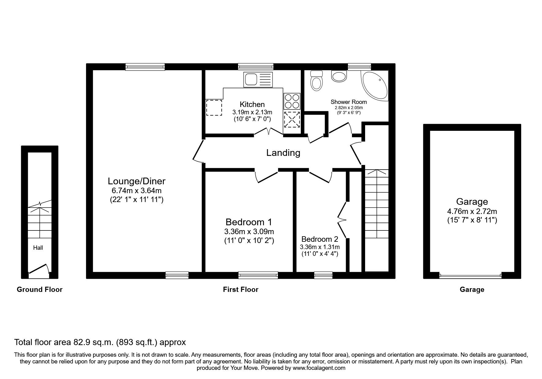 Floorplan of 2 bedroom Flat for sale, Dent View, Egremont, Cumbria, CA22