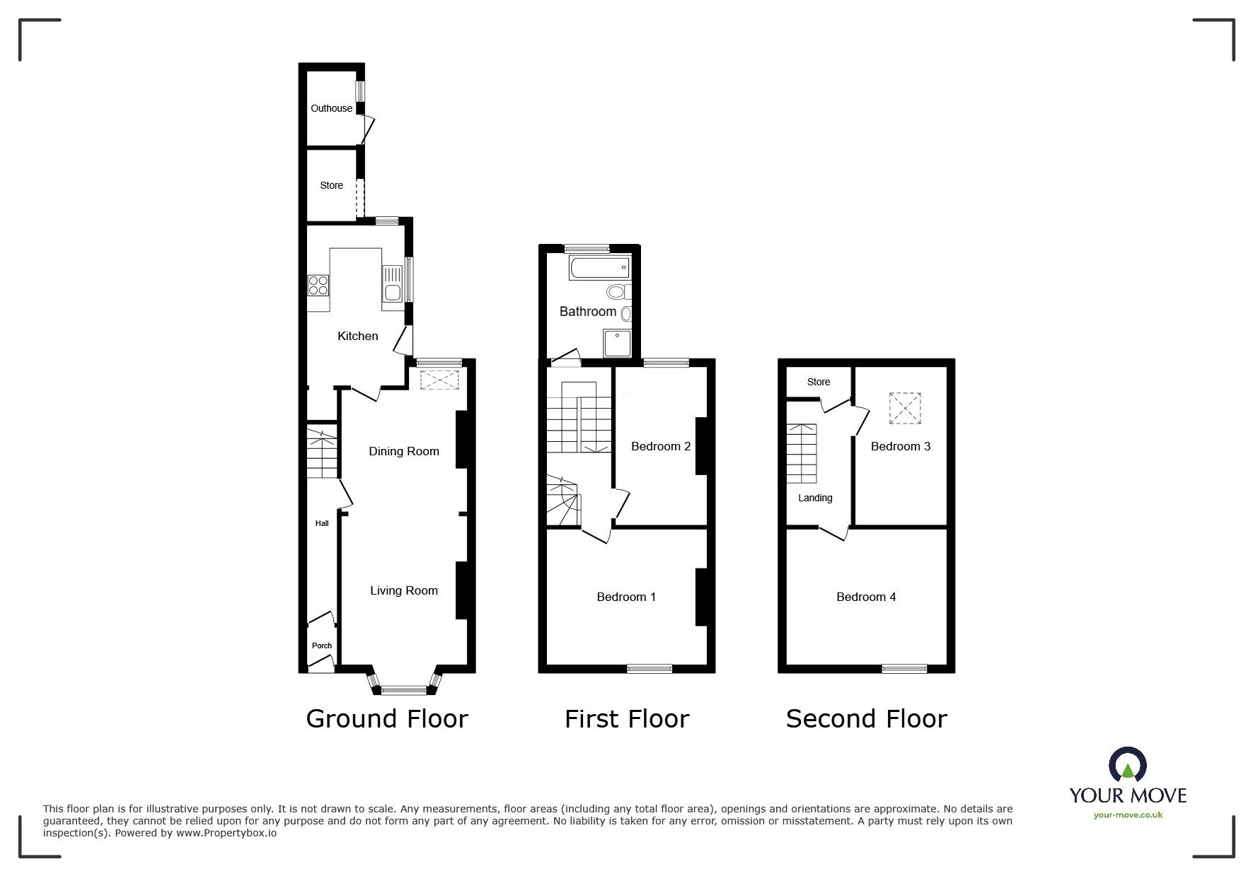 Floorplan of 4 bedroom Mid Terrace House for sale, Chagford Villas, Maryport, Cumbria, CA15