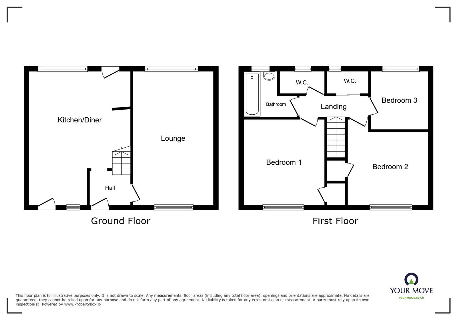 Floorplan of 3 bedroom Mid Terrace House for sale, Burnmoor Avenue, Whitehaven, Cumbria, CA28