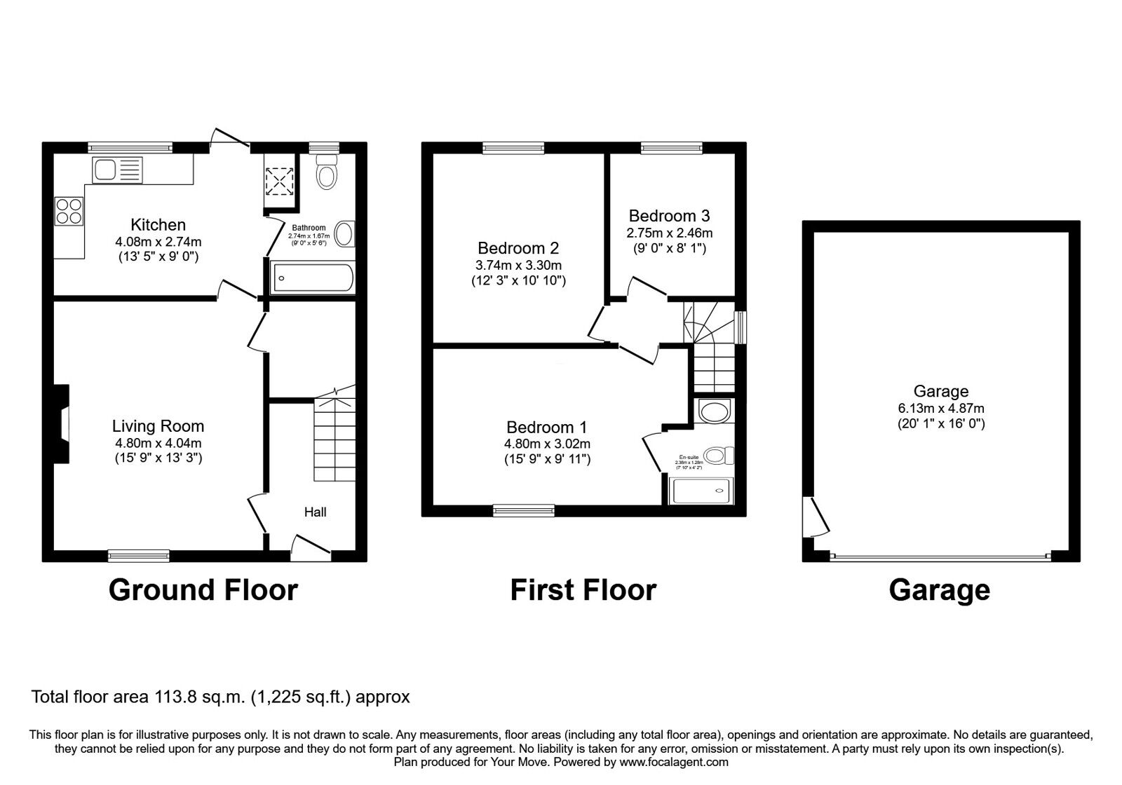 Floorplan of 3 bedroom End Terrace House to rent, Rydal Avenue, Whitehaven, Cumbria, CA28