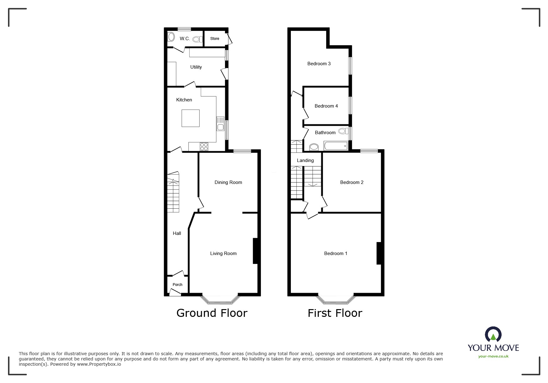 Floorplan of 4 bedroom Mid Terrace House for sale, Berwick Street, Workington, Cumbria, CA14