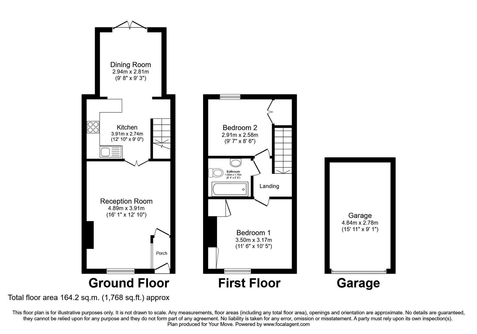 Floorplan of 2 bedroom Mid Terrace House for sale, Moss Bay Road, Workington, Cumbria, CA14