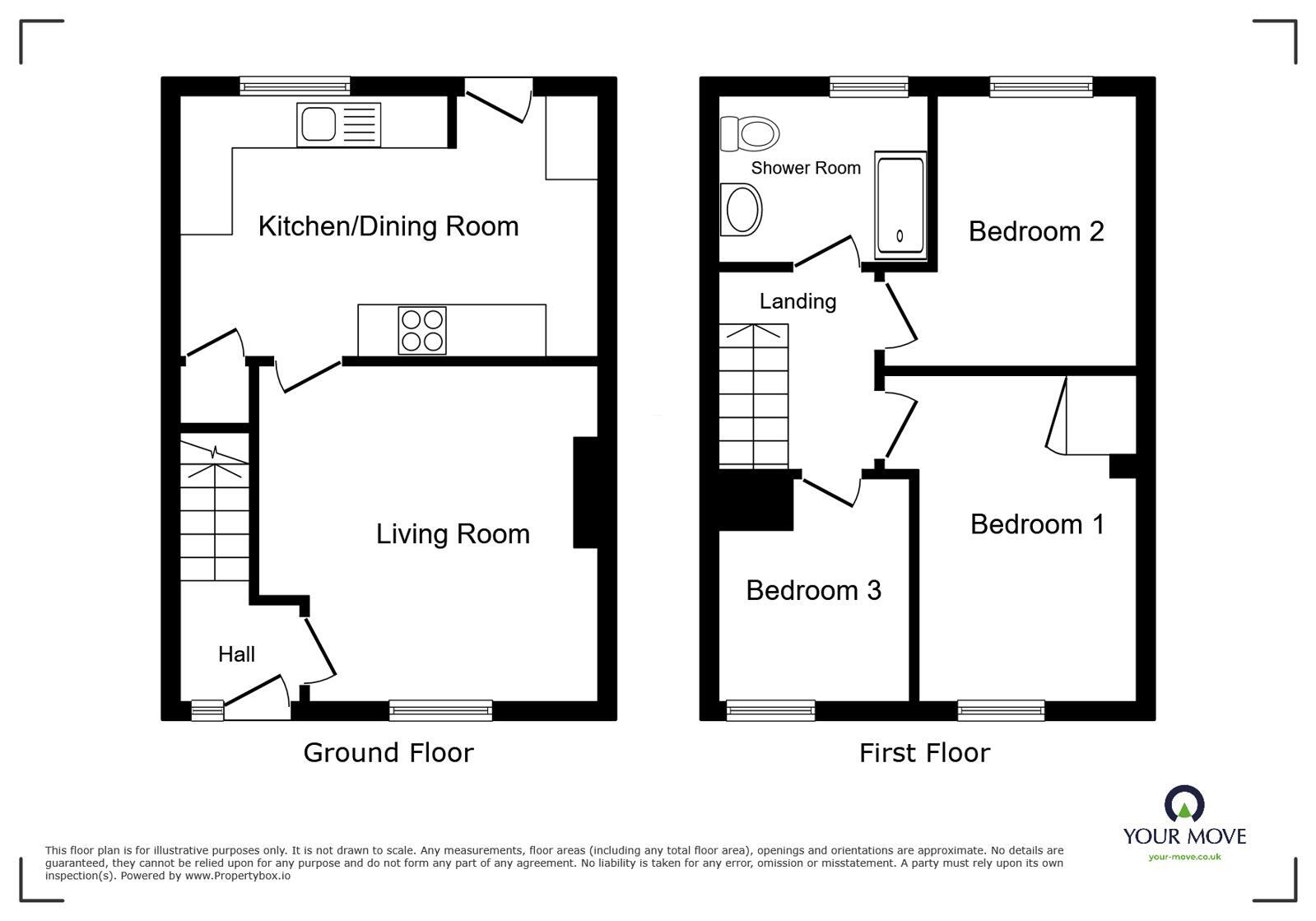 Floorplan of 3 bedroom End Terrace House for sale, Highfield Road, Cleator Moor, Cumbria, CA25