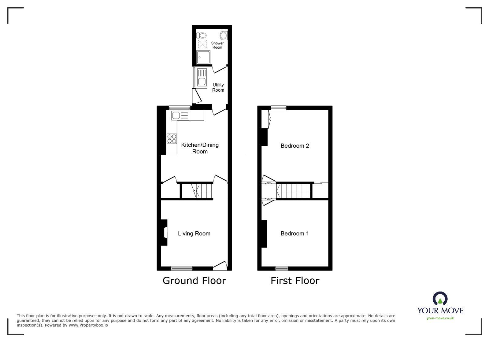 Floorplan of 2 bedroom Mid Terrace House for sale, Crosby, Maryport, Cumbria, CA15