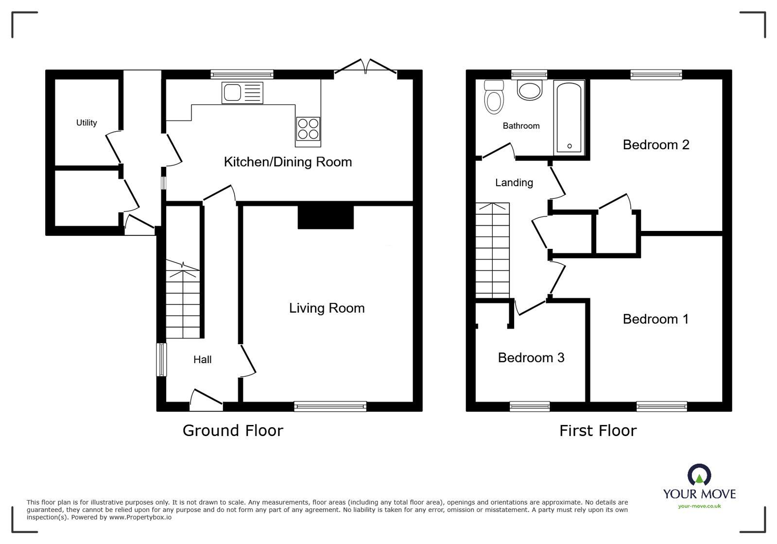 Floorplan of 3 bedroom Semi Detached House for sale, Whinlatter Road, Whitehaven, Cumbria, CA28