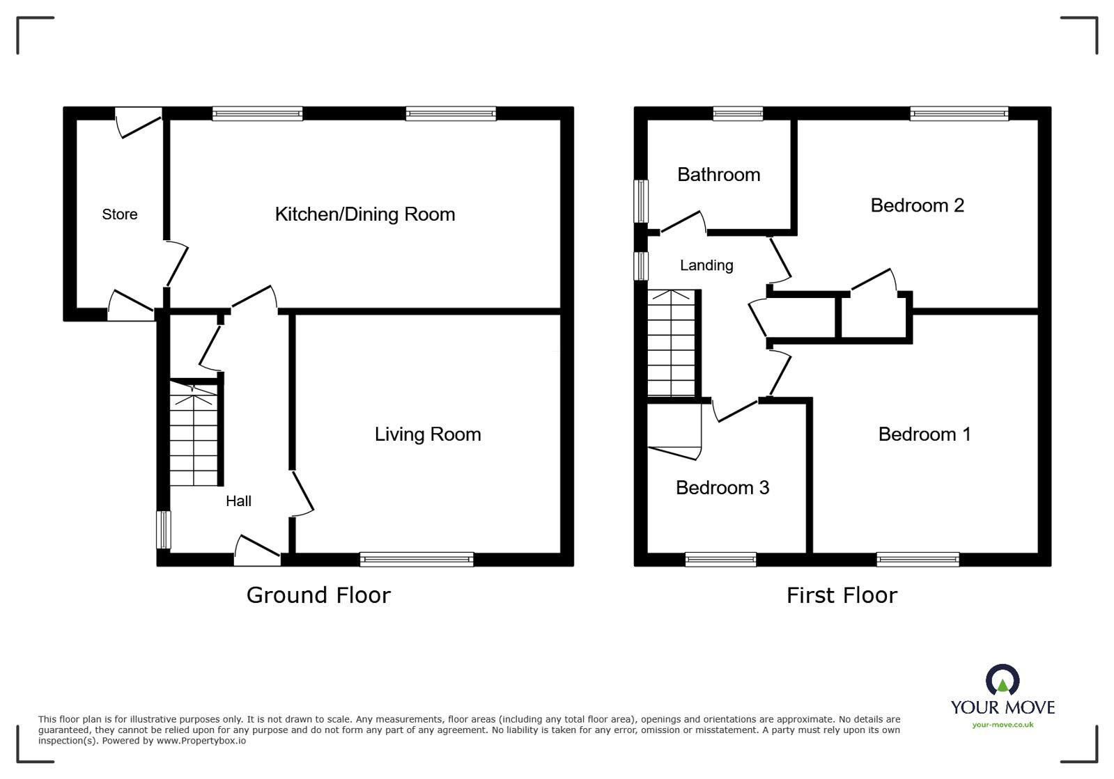 Floorplan of 3 bedroom Semi Detached House for sale, Overend Road, Whitehaven, Cumbria, CA28