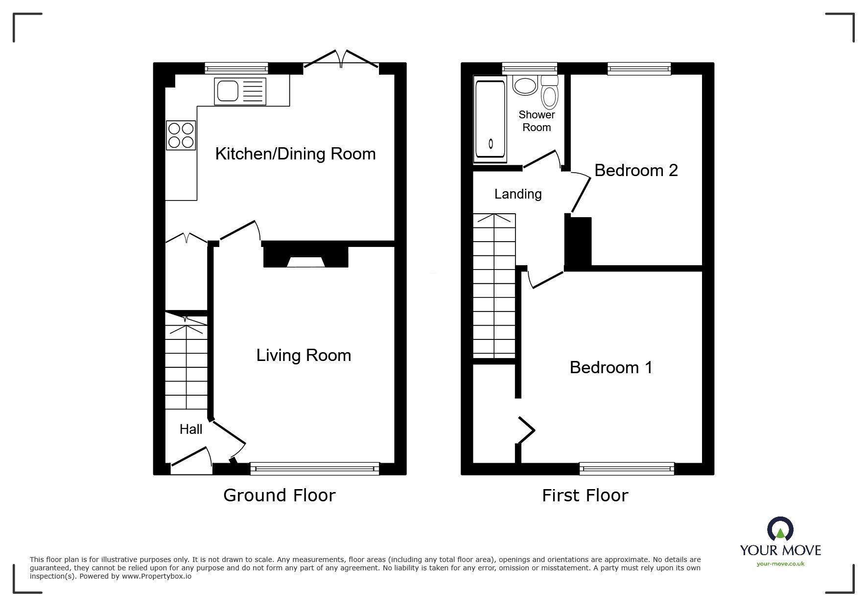 Floorplan of 2 bedroom Mid Terrace House for sale, Greenlands Avenue, Whitehaven, Cumbria, CA28