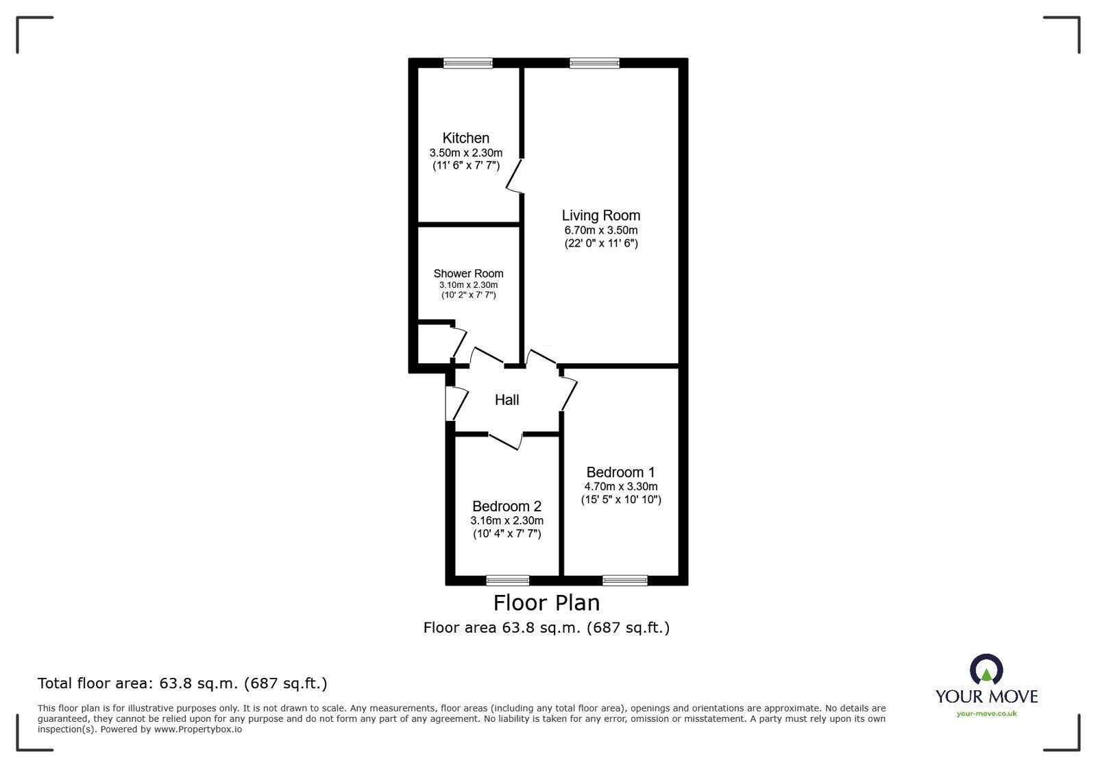 Floorplan of 2 bedroom Flat for sale, Queen Street, Whitehaven, Cumbria, CA28